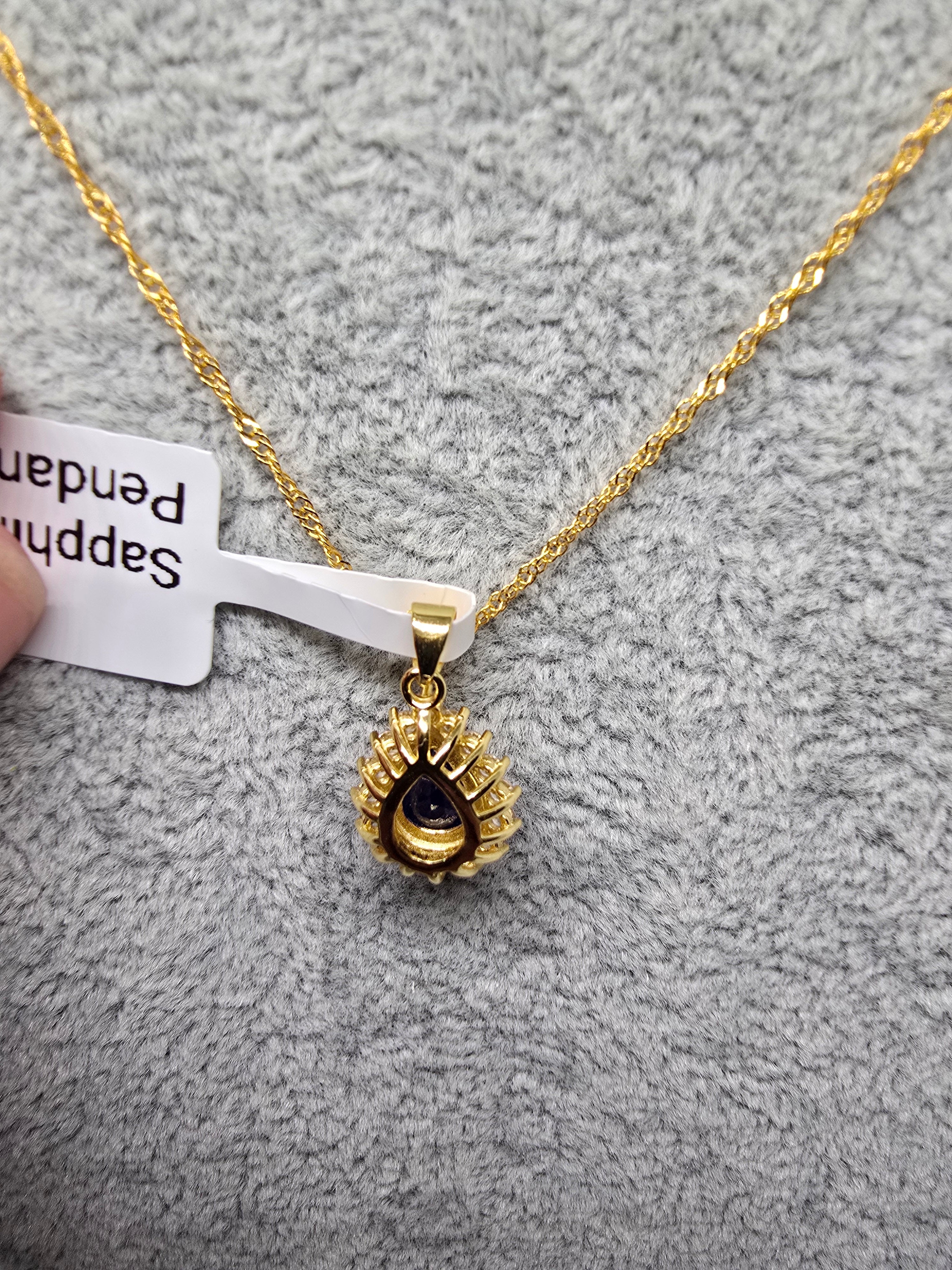 Natural Sapphire Pear Pendant