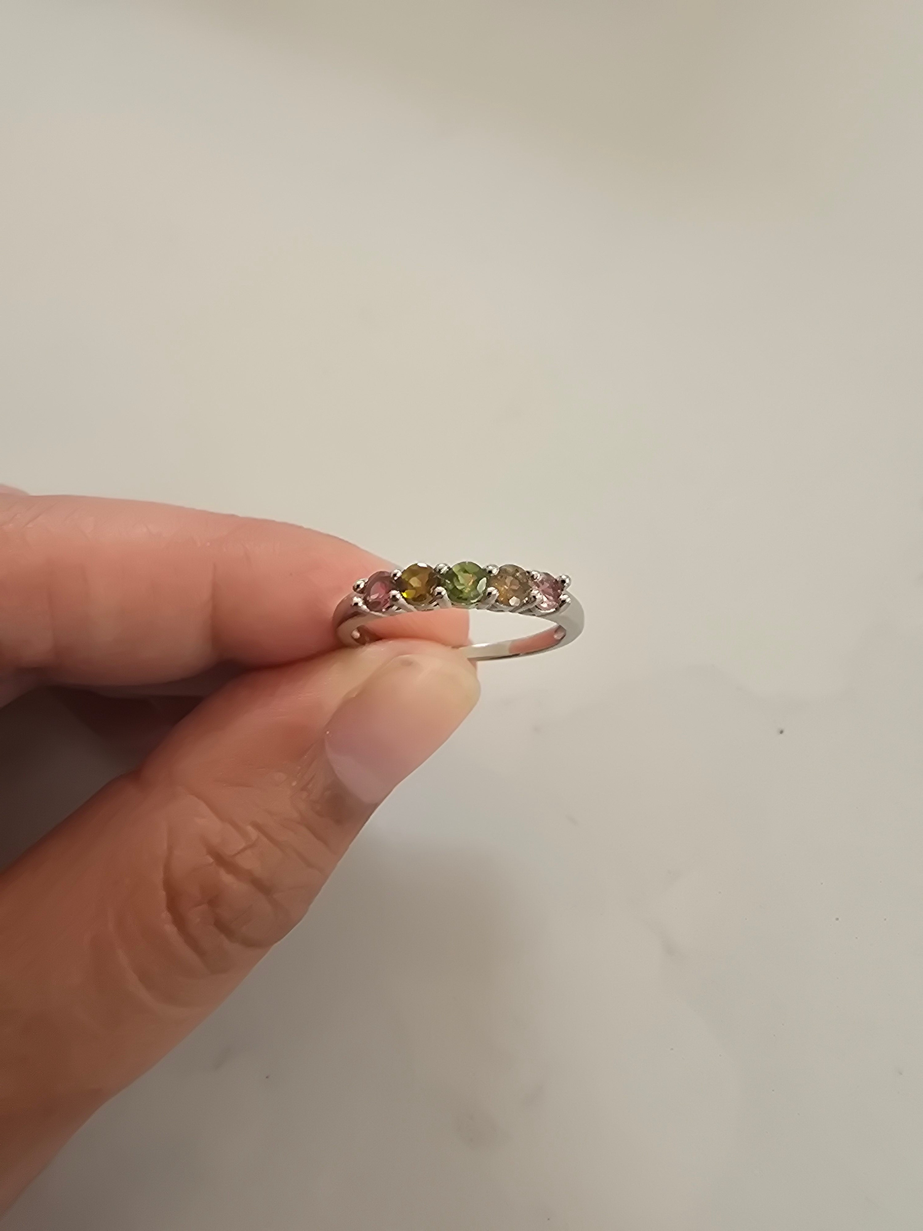Multi-Colour Tourmaline Ring – S925 Silver