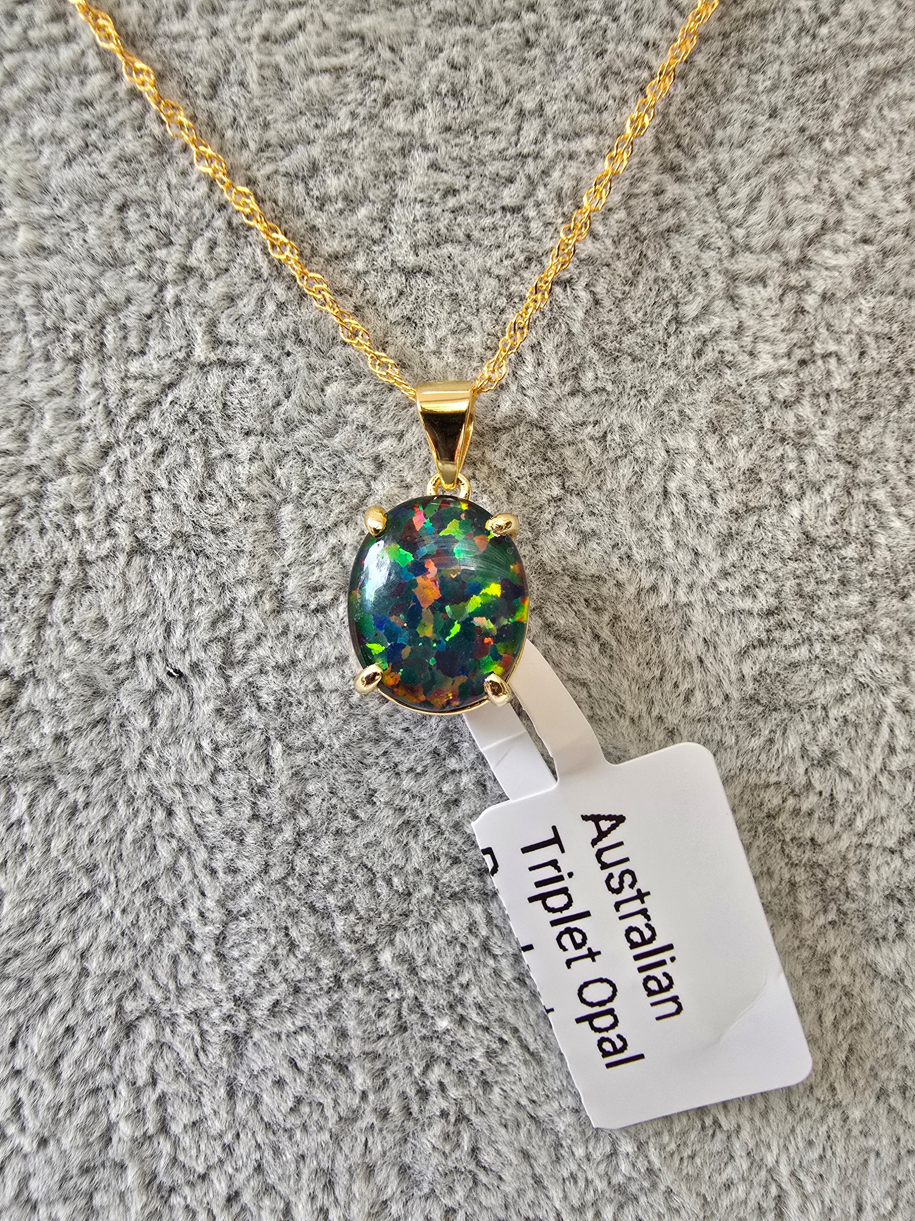 Australian Triplet Opal Pendant – Gold Plated S925