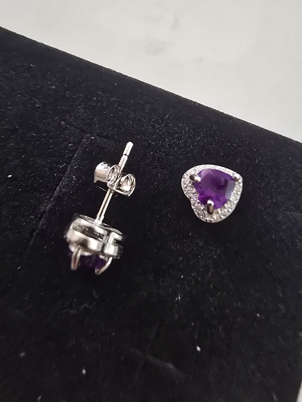 Natural Amethyst Heart Jewellery Set – S925 Silver