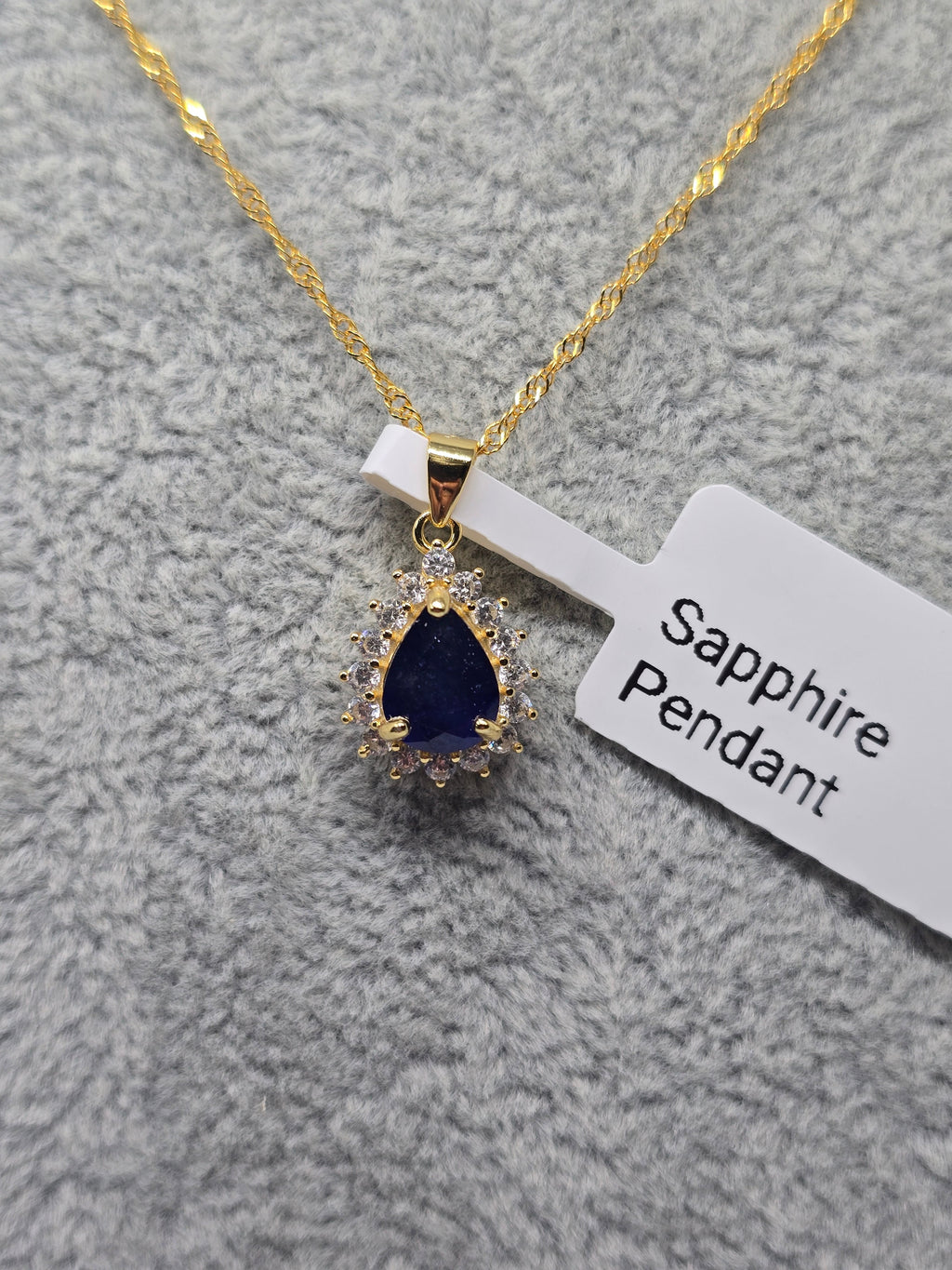 Natural Sapphire Pear Pendant