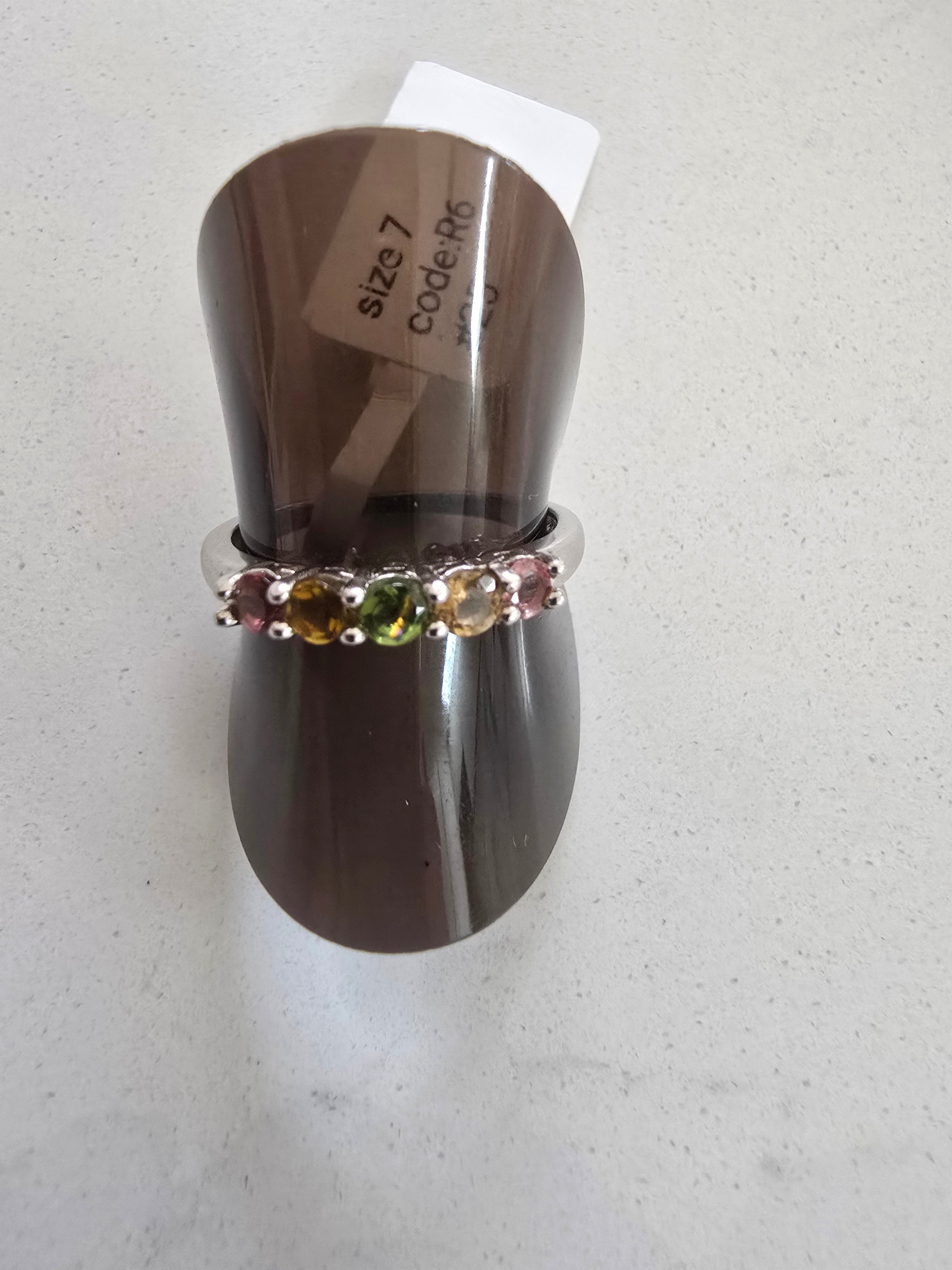 Multi-Colour Tourmaline Ring – S925 Silver