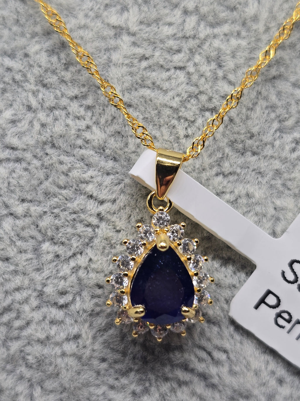 Natural Sapphire Pear Pendant