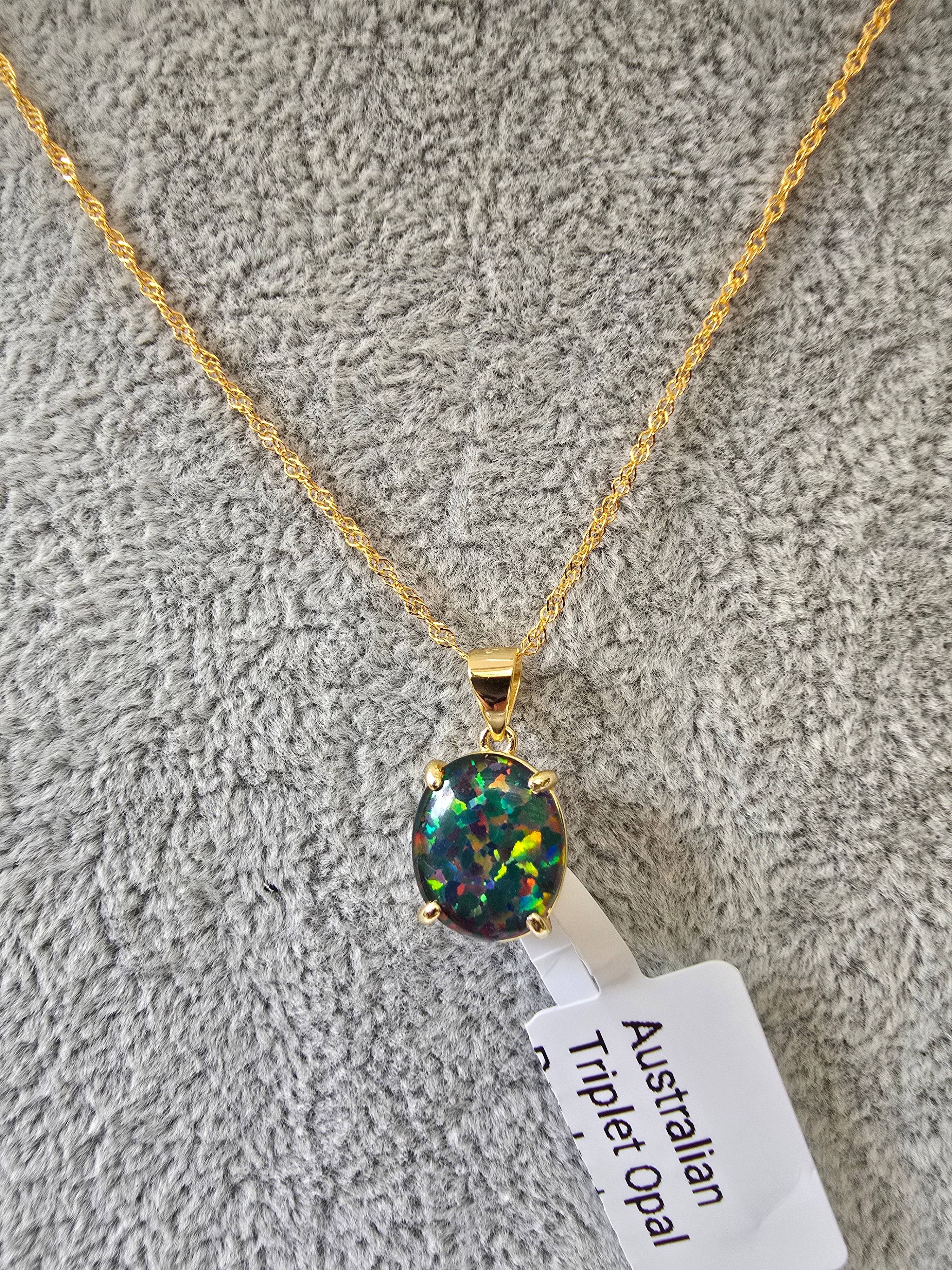 Australian Triplet Opal Pendant – Gold Plated S925