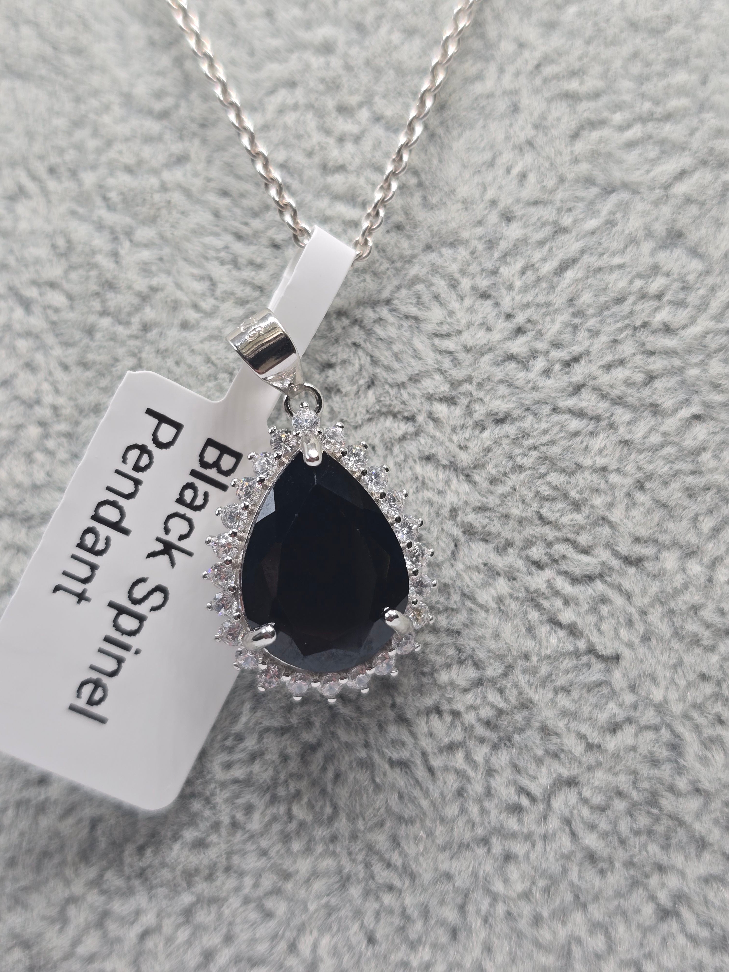 Black Spinel Pear Pendant