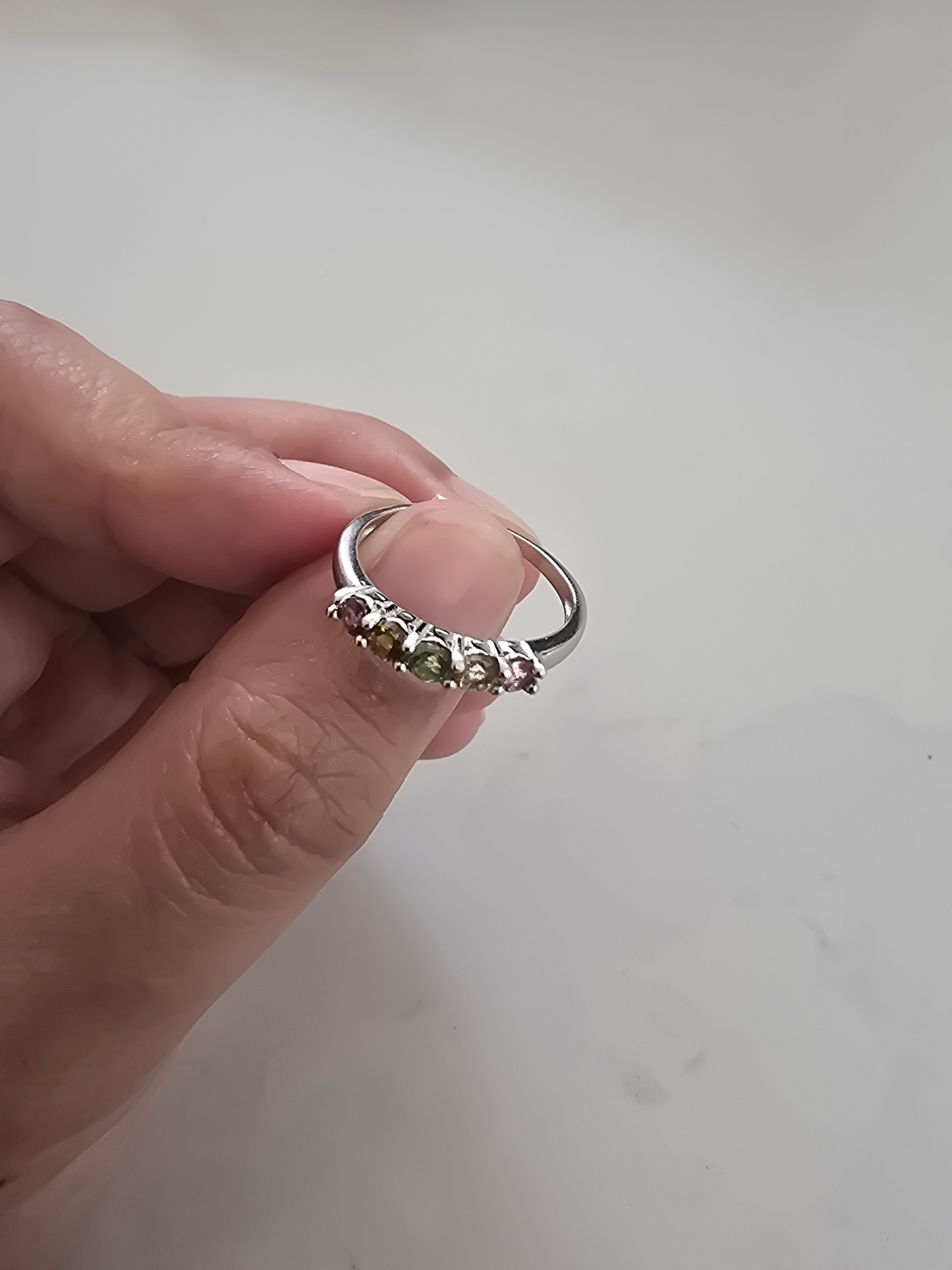 Multi-Colour Tourmaline Ring – S925 Silver