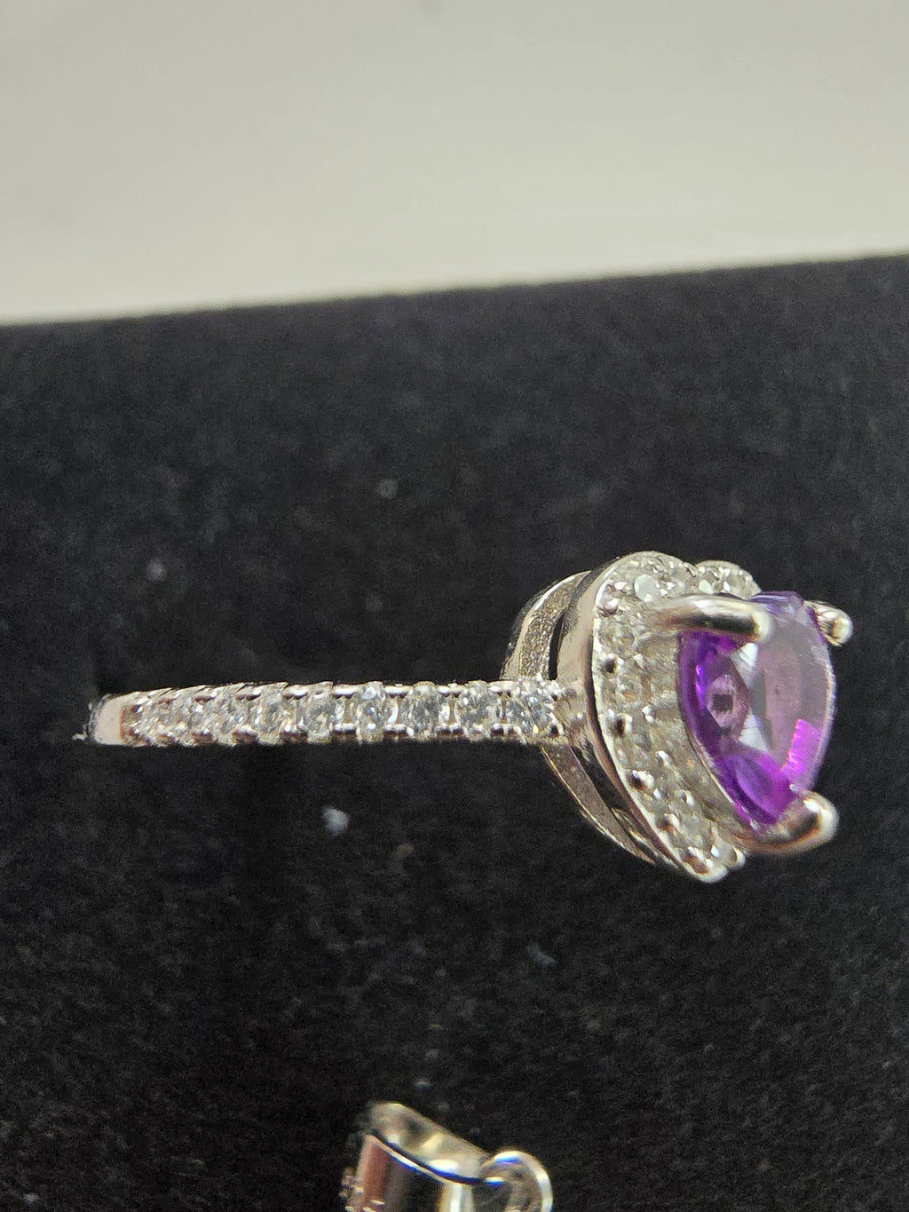 Natural Amethyst Heart Jewellery Set – S925 Silver