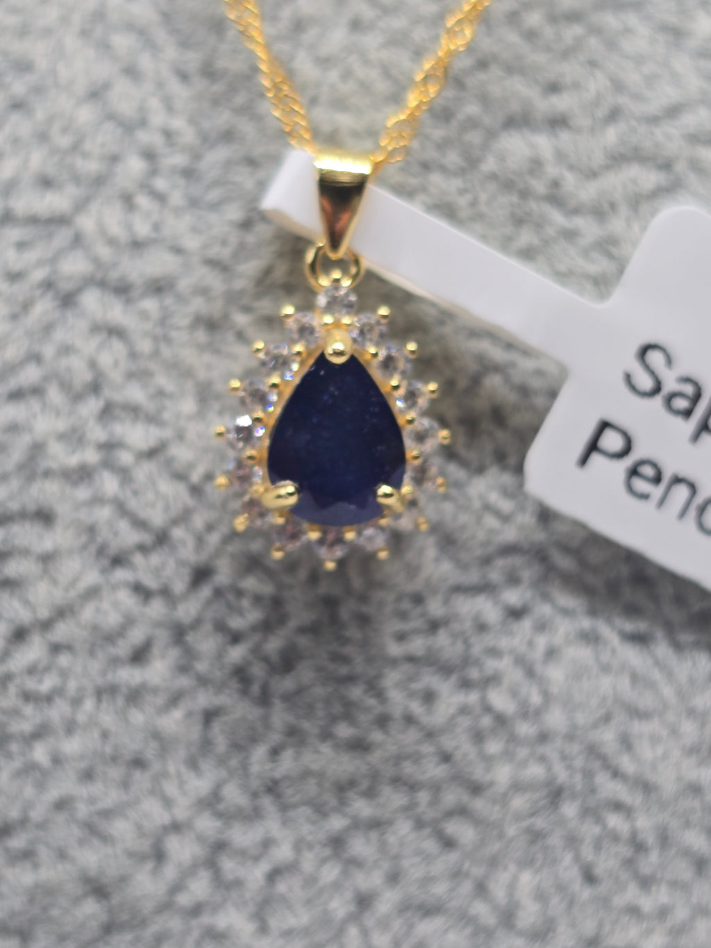 Natural Sapphire Pear Pendant