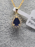 Natural Sapphire Pear Pendant
