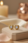 Moonstone Heart Stud Earrings - Lifestyle Shot