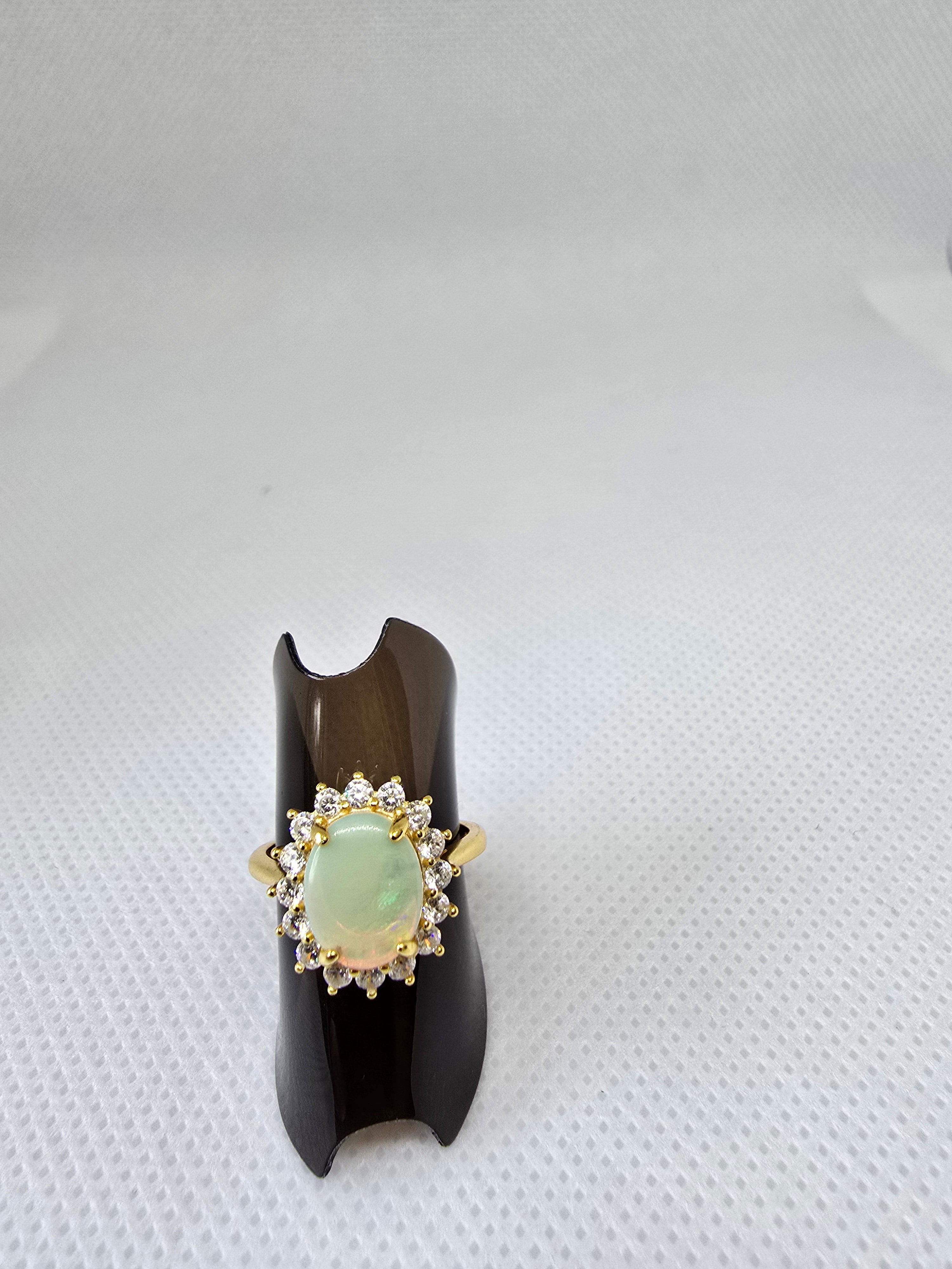 Natural Australian Opal Ring S925 Gold Plated