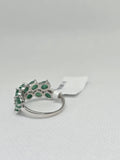 Natural Emerald Cluster Ring – S925 Sterling Silver