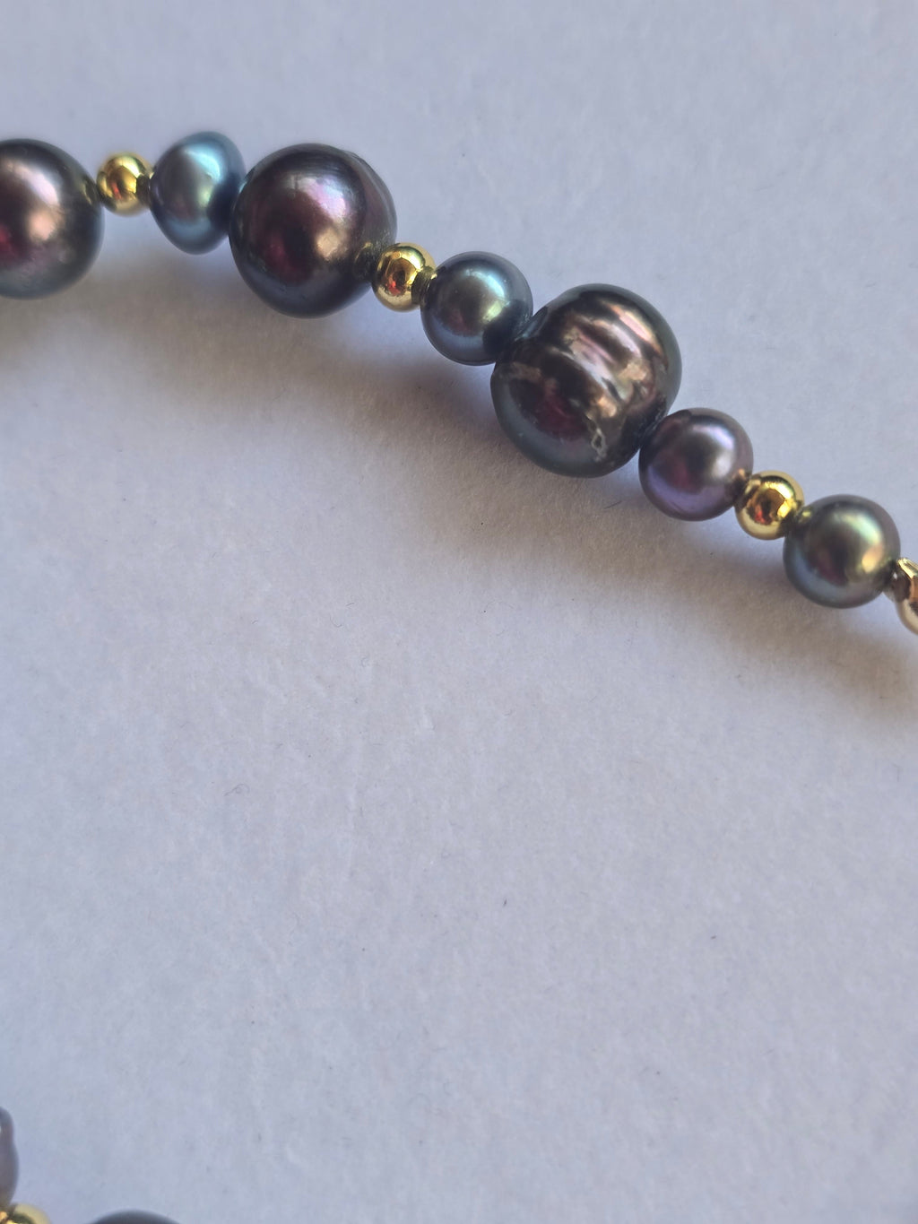 Bluish Dark Gray Baroque Freshwater Pearl Bracelet