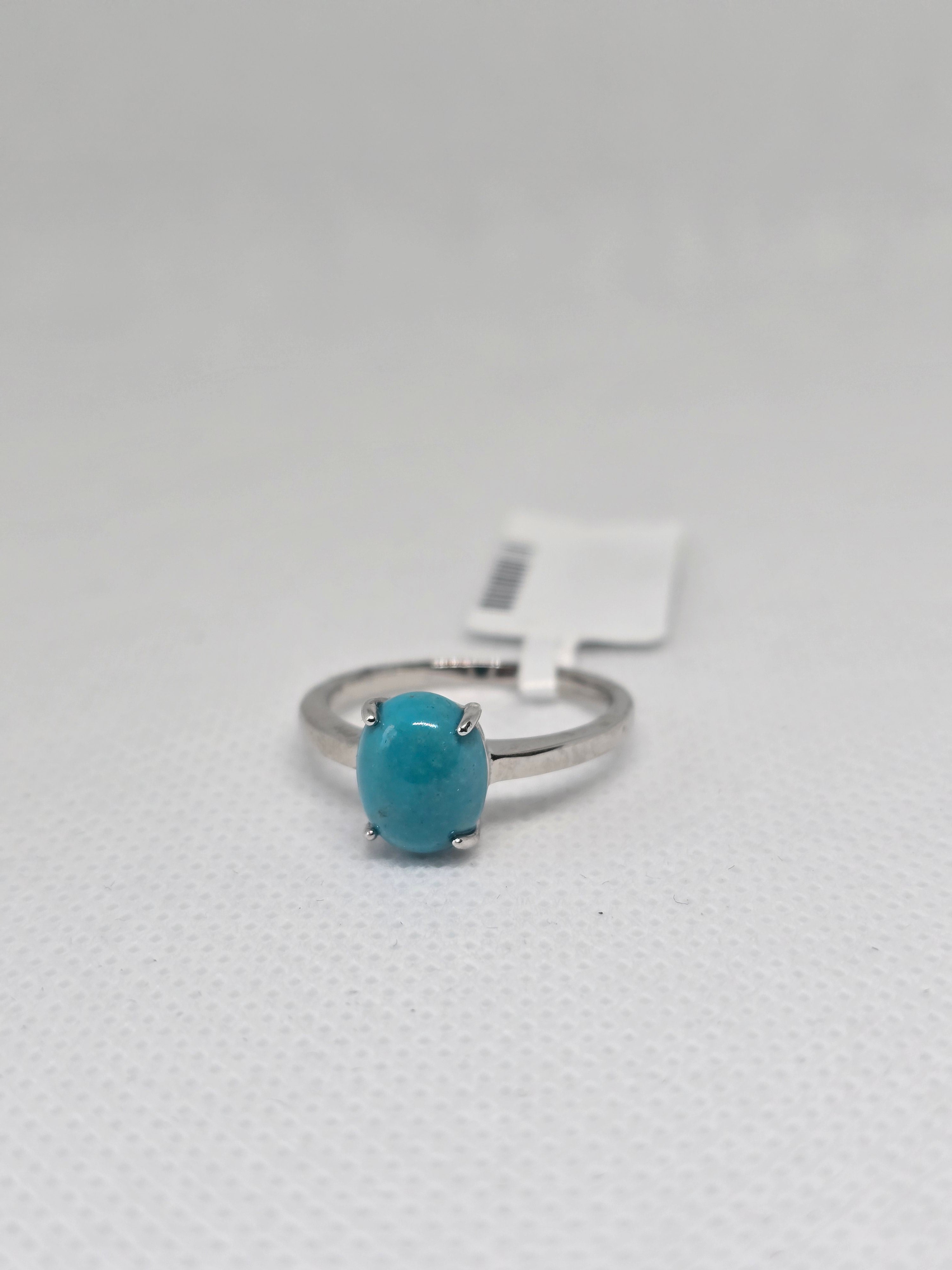 Natural Turquoise Solitaire Ring – S925 Sterling Silver