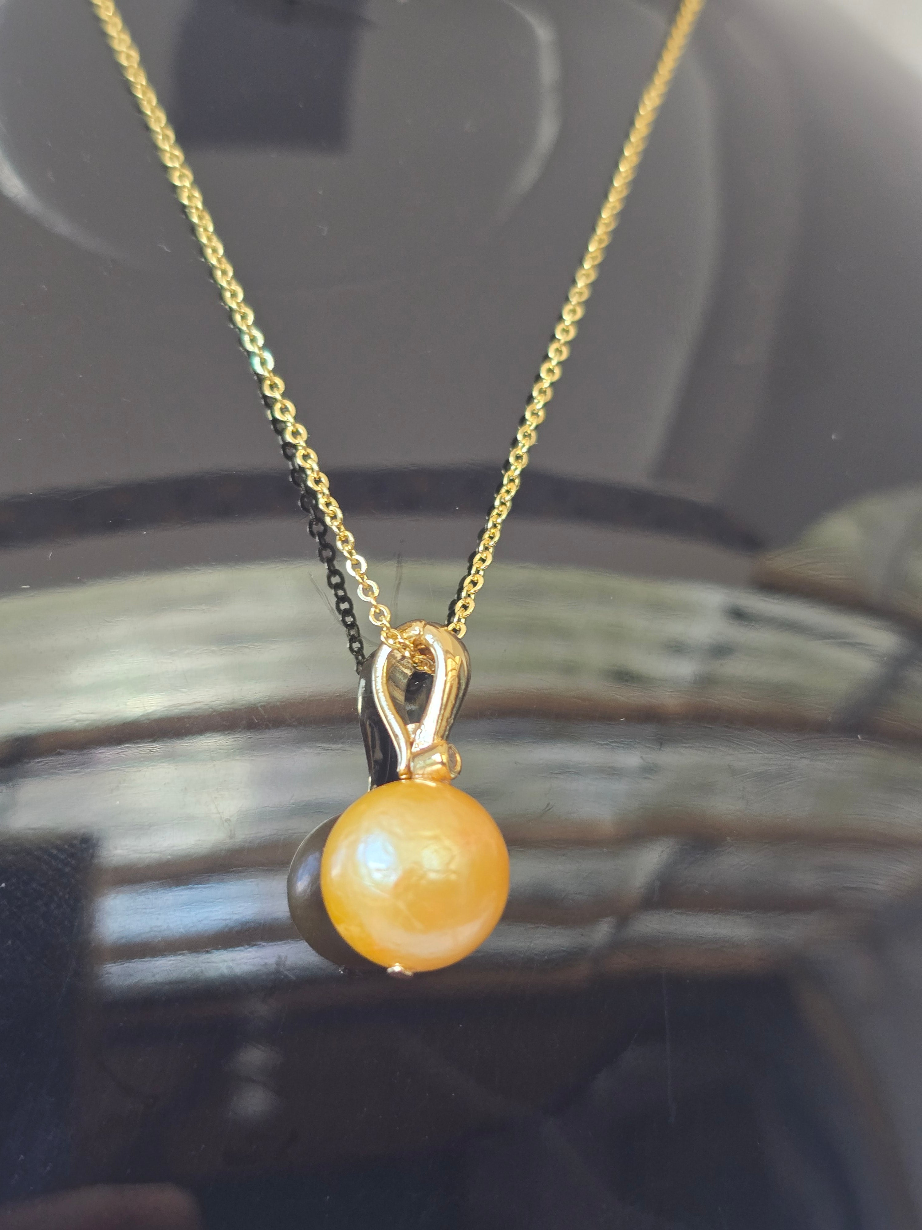 Golden Edison Pearl Necklace | Bolo Style S925 Gold-Plated Chain