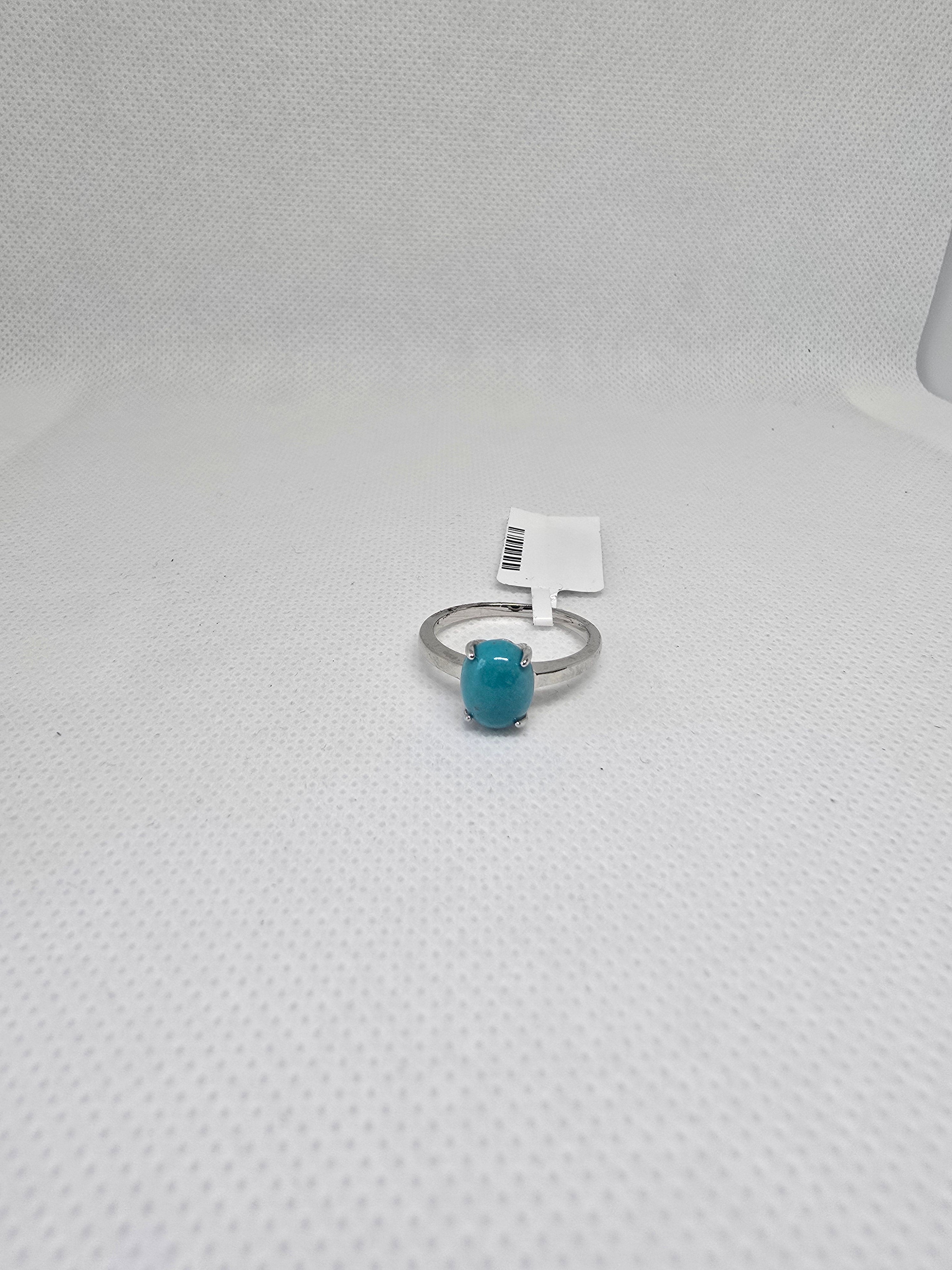 Natural Turquoise Solitaire Ring – S925 Sterling Silver