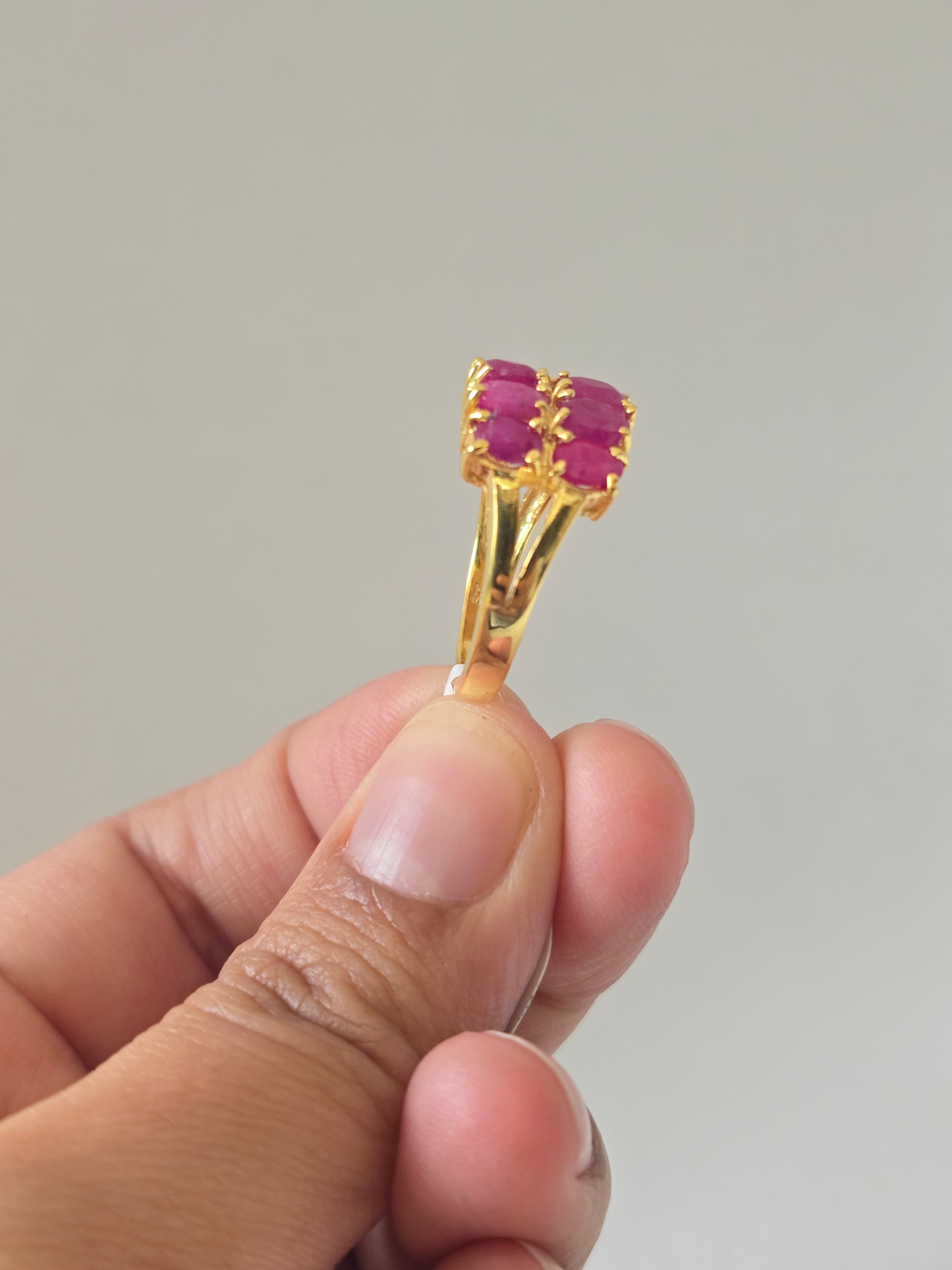 Natural Ruby Double Row Ring – Gold Plated S925