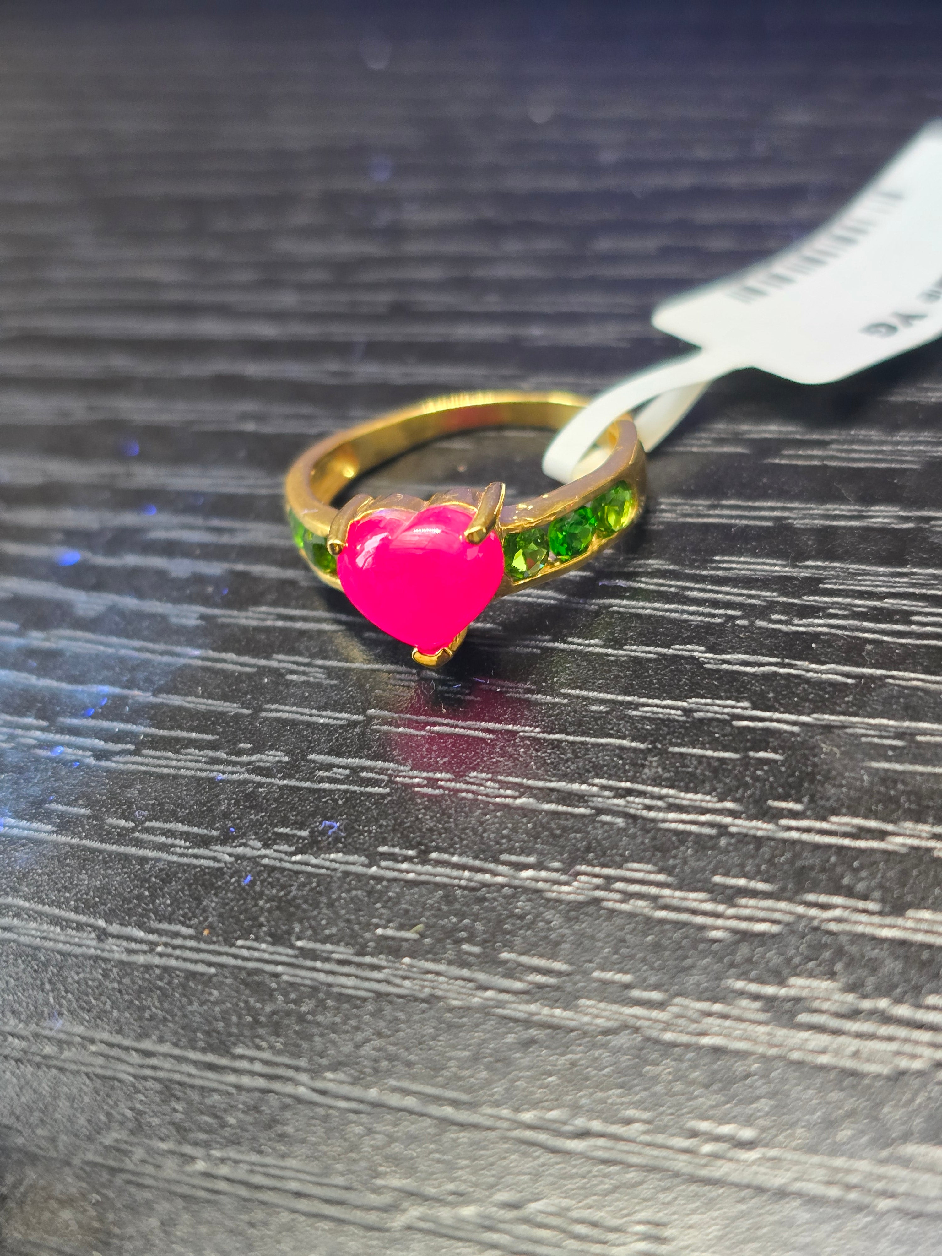 Heart Ruby & Chrome Diopside Yellow Gold Ring