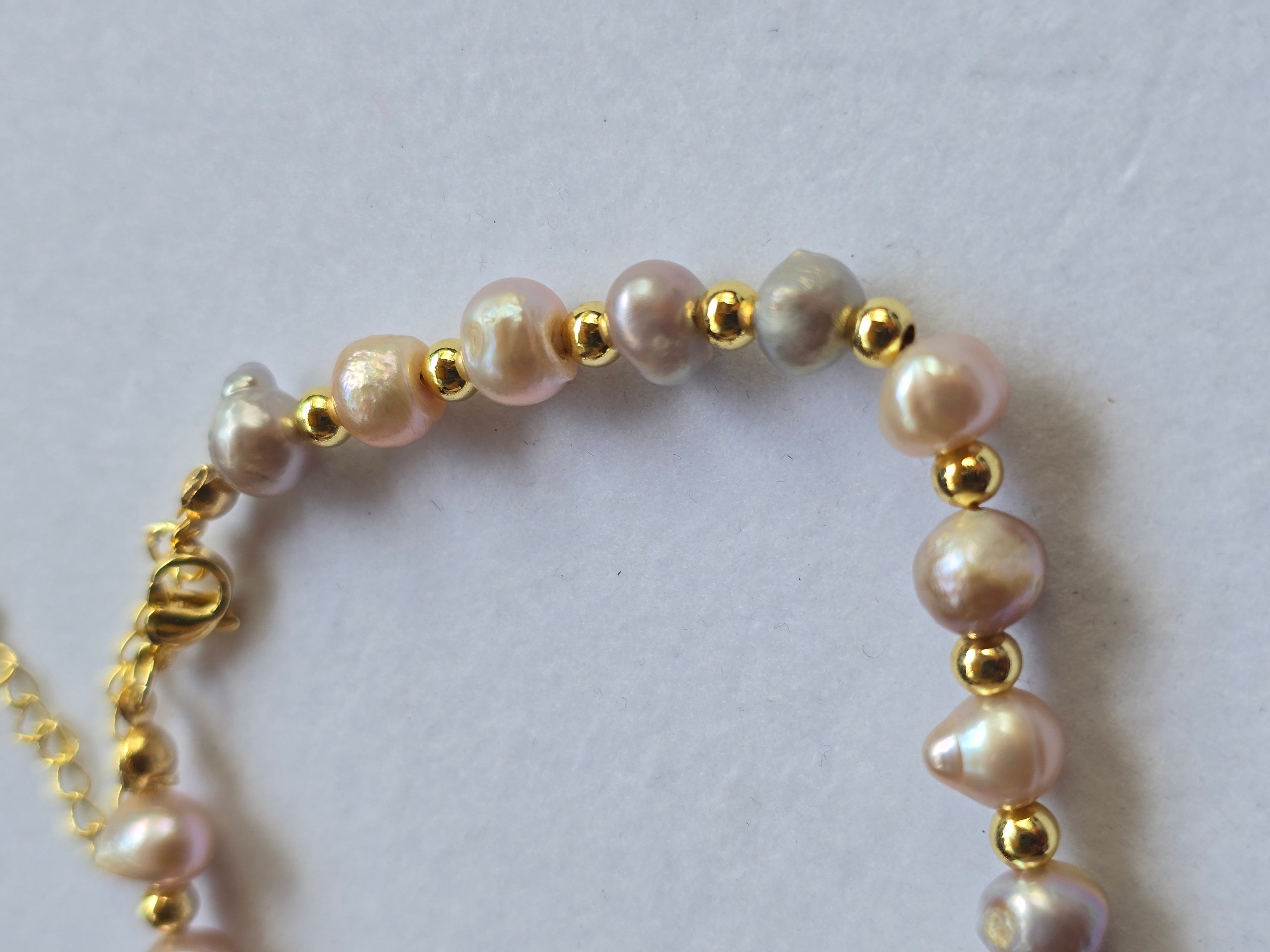 Real Pink Baroque Freshwater Pearl Bracelet | 7.5–10 Inch
