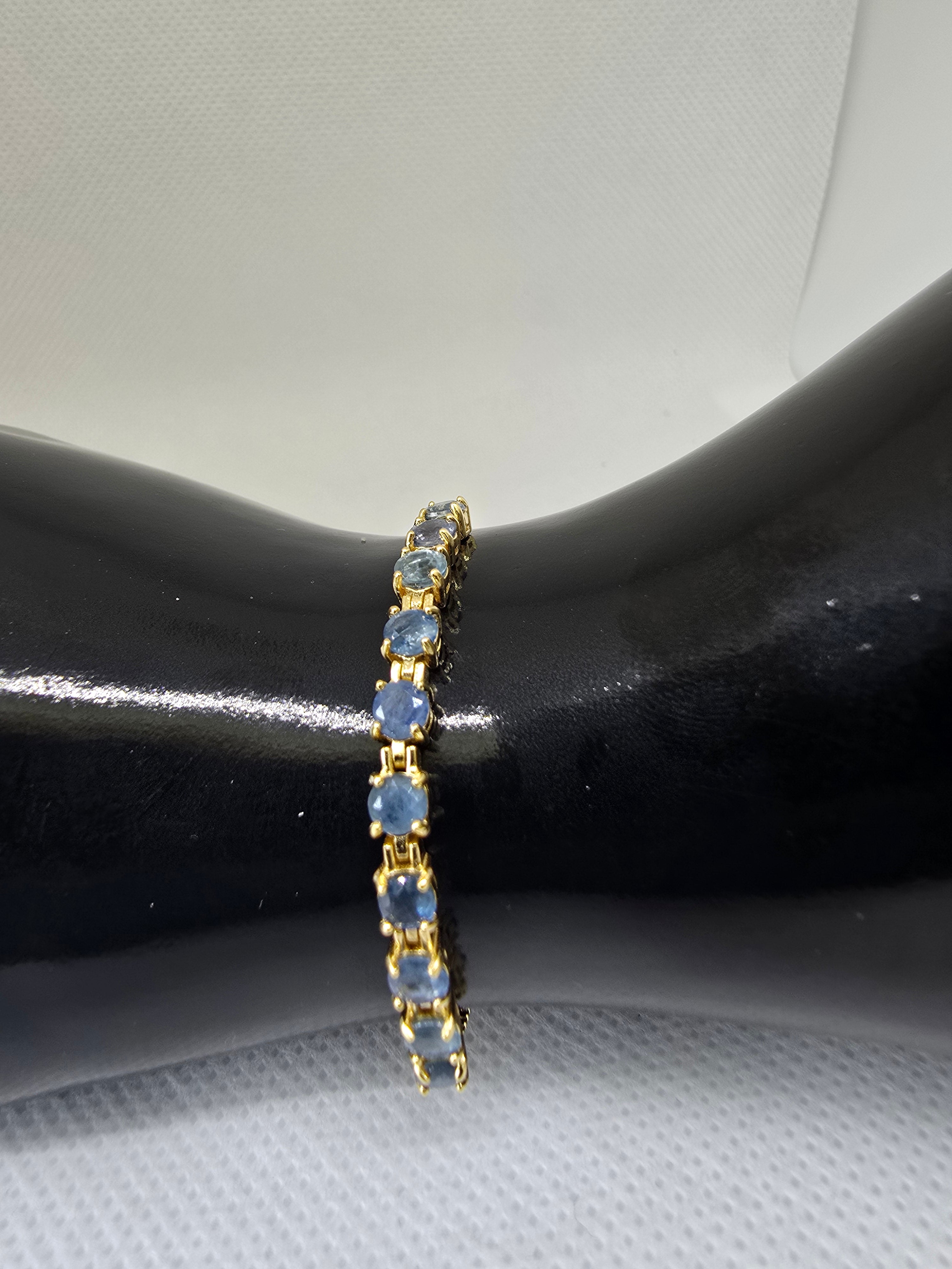 Blue Sapphire Bolo Bracelet – S925 Gold Setting