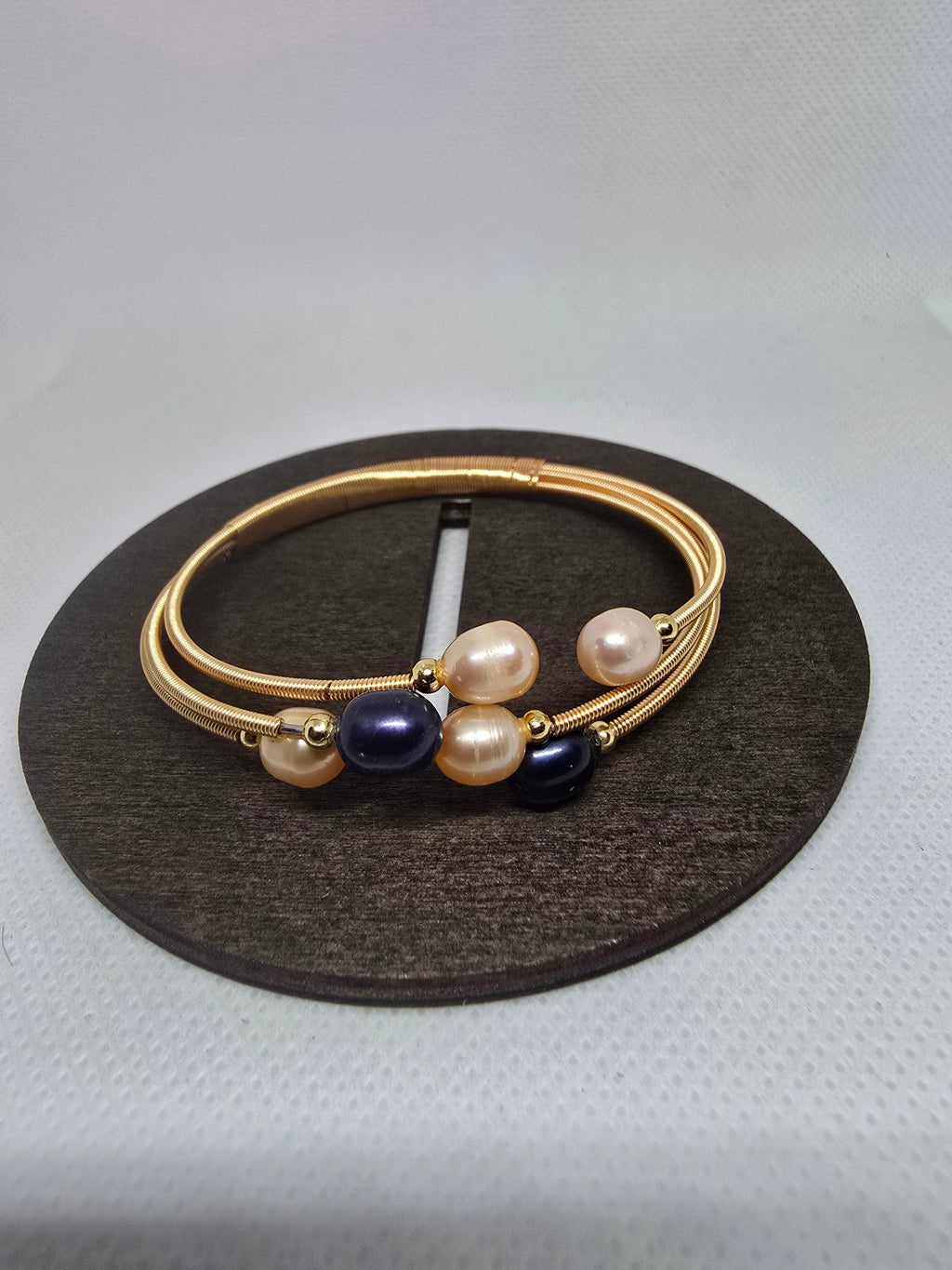 Freshwater Pearl Bangle – Champagne & Blue