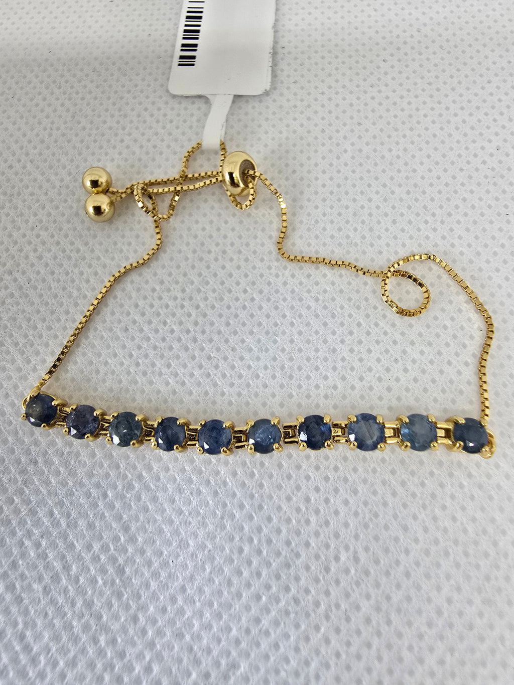 Blue Sapphire Bolo Bracelet – S925 Gold Setting
