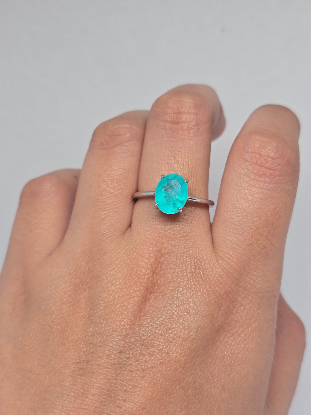 Paraiba Doublet Quartz Solitaire Ring in S925 Silver