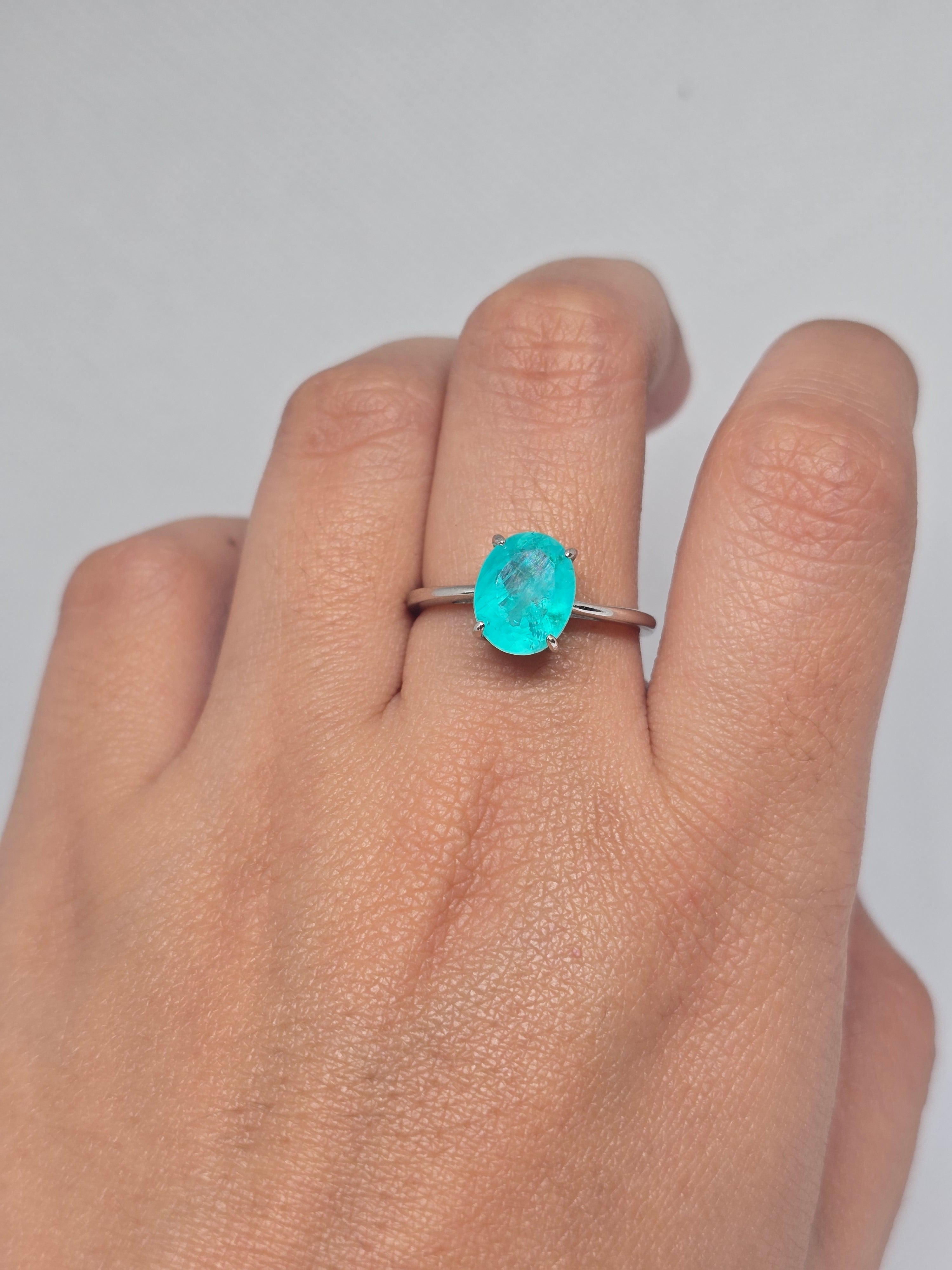 Paraiba Doublet Quartz Solitaire Ring in S925 Silver