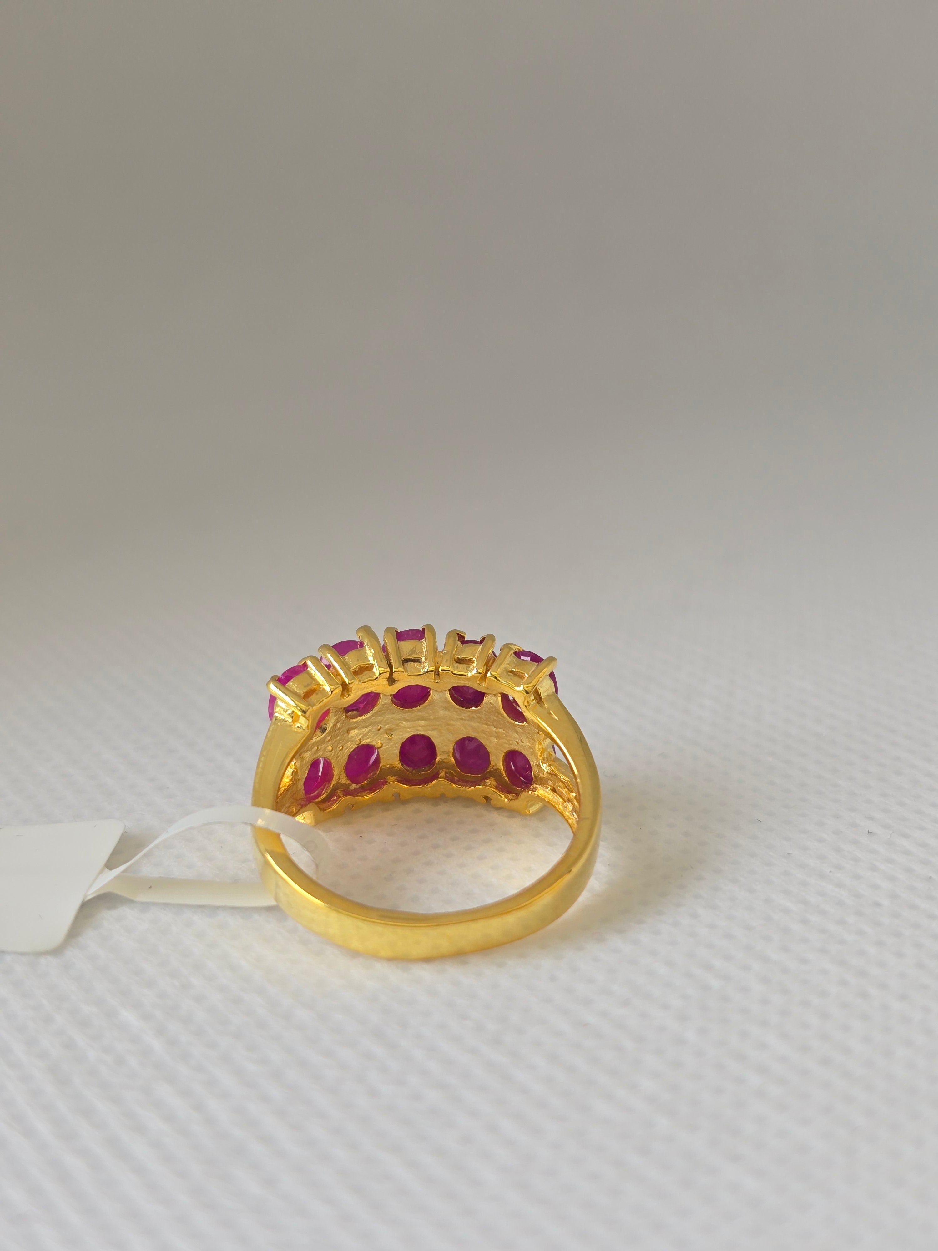 Natural Ruby Double Row Ring – Gold Plated S925