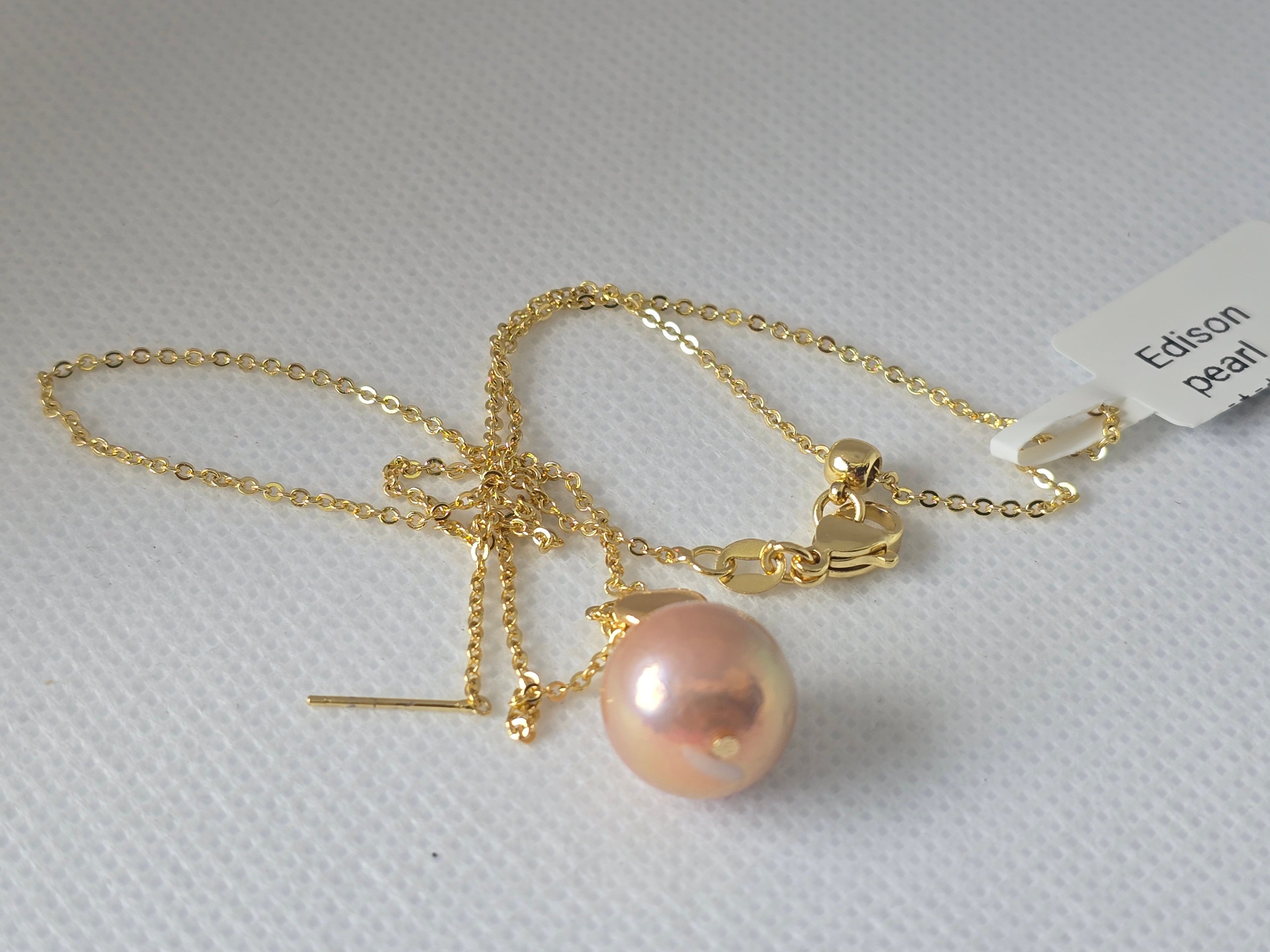 Edison Blush Pink Pearl Floating Necklace | S925 Bolo Box Chain