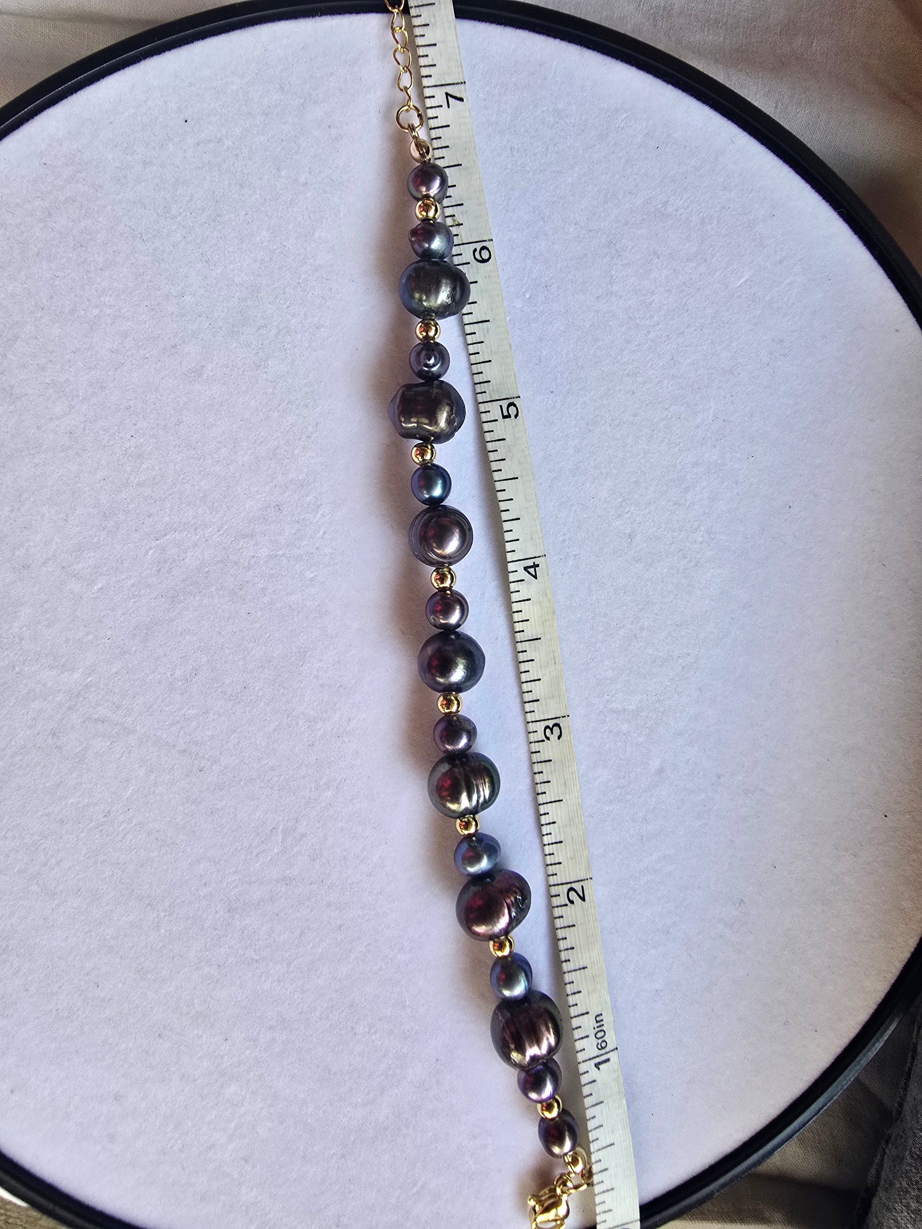 Bluish Dark Gray Baroque Freshwater Pearl Bracelet