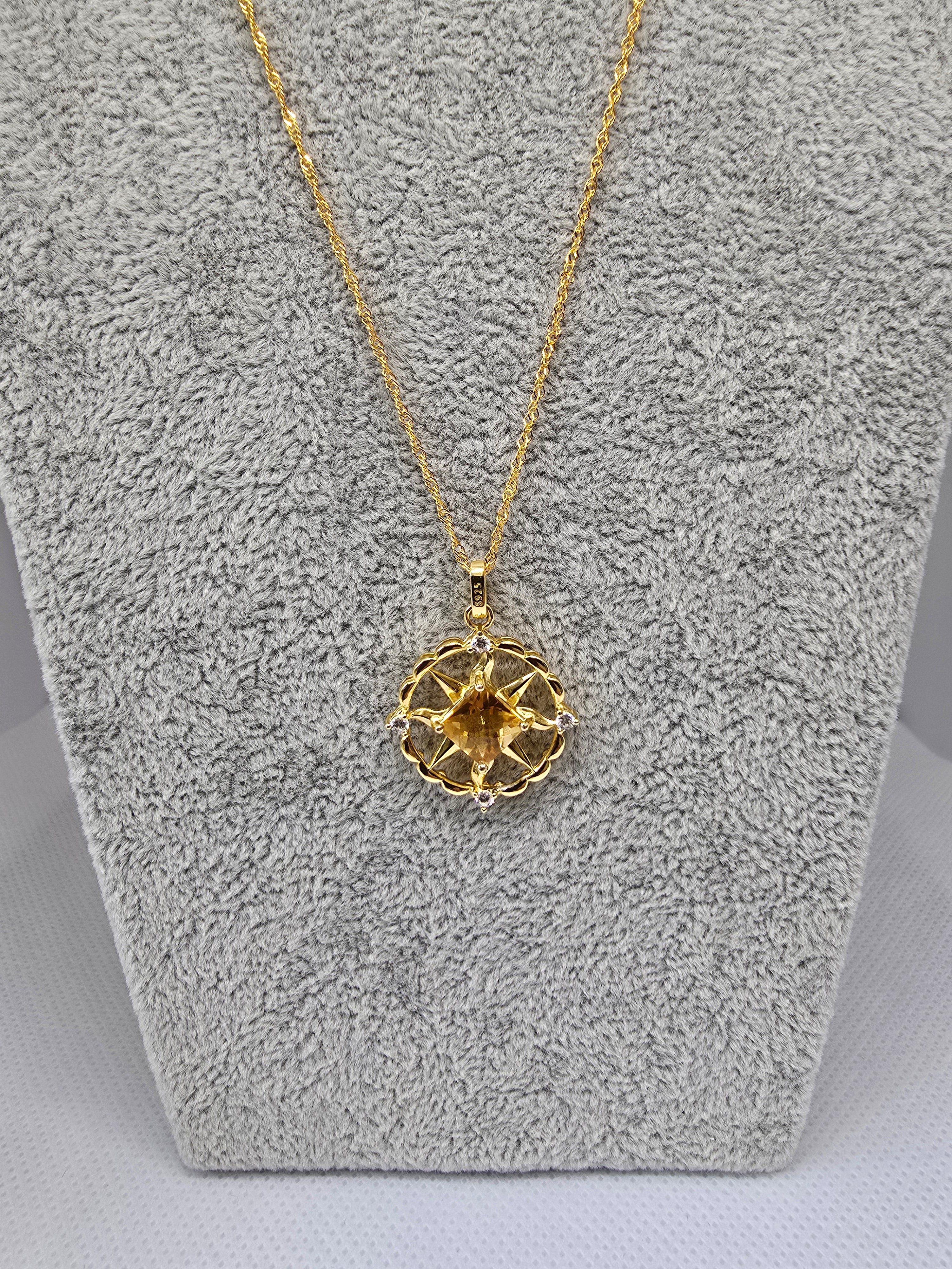 Natural Citrine Pendant – S925 Setting
