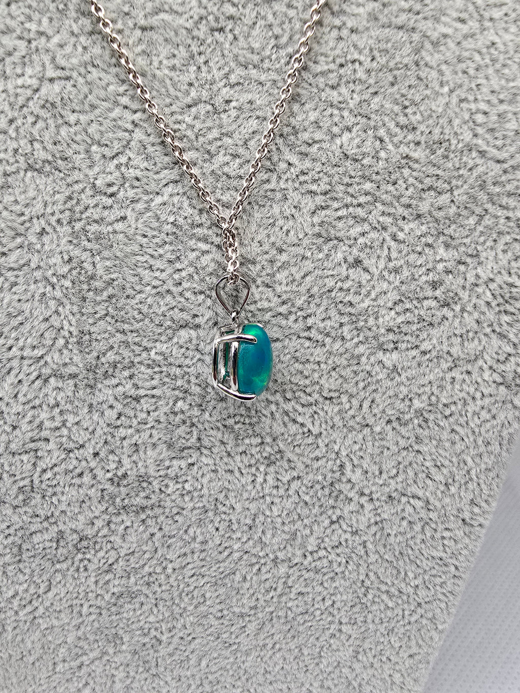 Natural Green Blue Opal Pendant — S925 Sterling Silver