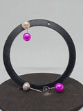 Double Pearl Drop Earrings — White & Fuchsia Freshwater Pearl