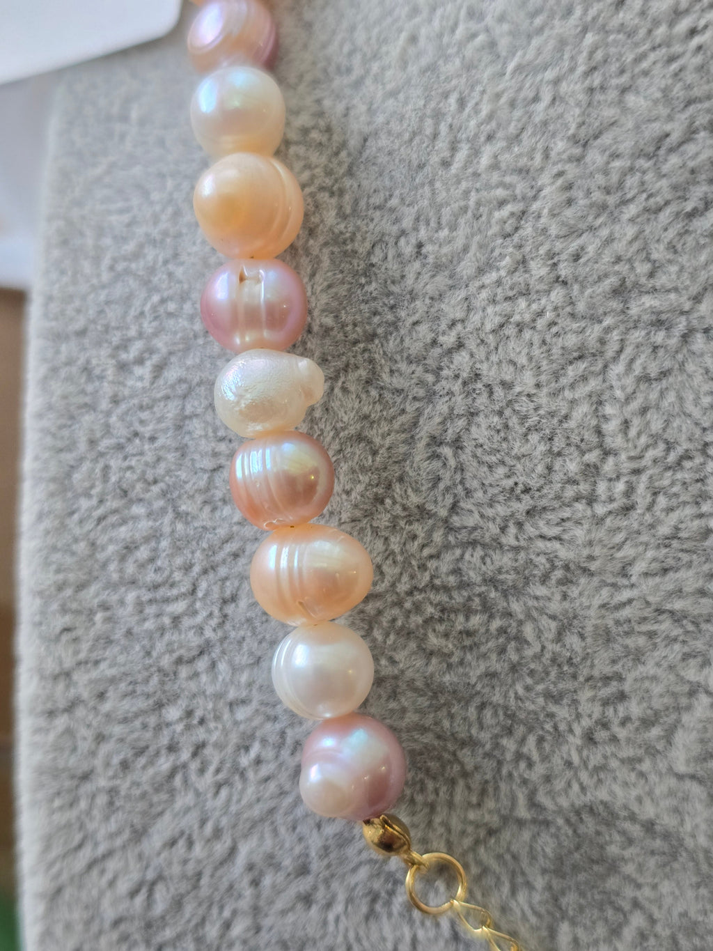 Baroque Freshwater Pearl Choker Necklace — Peach, Pink & Lavender