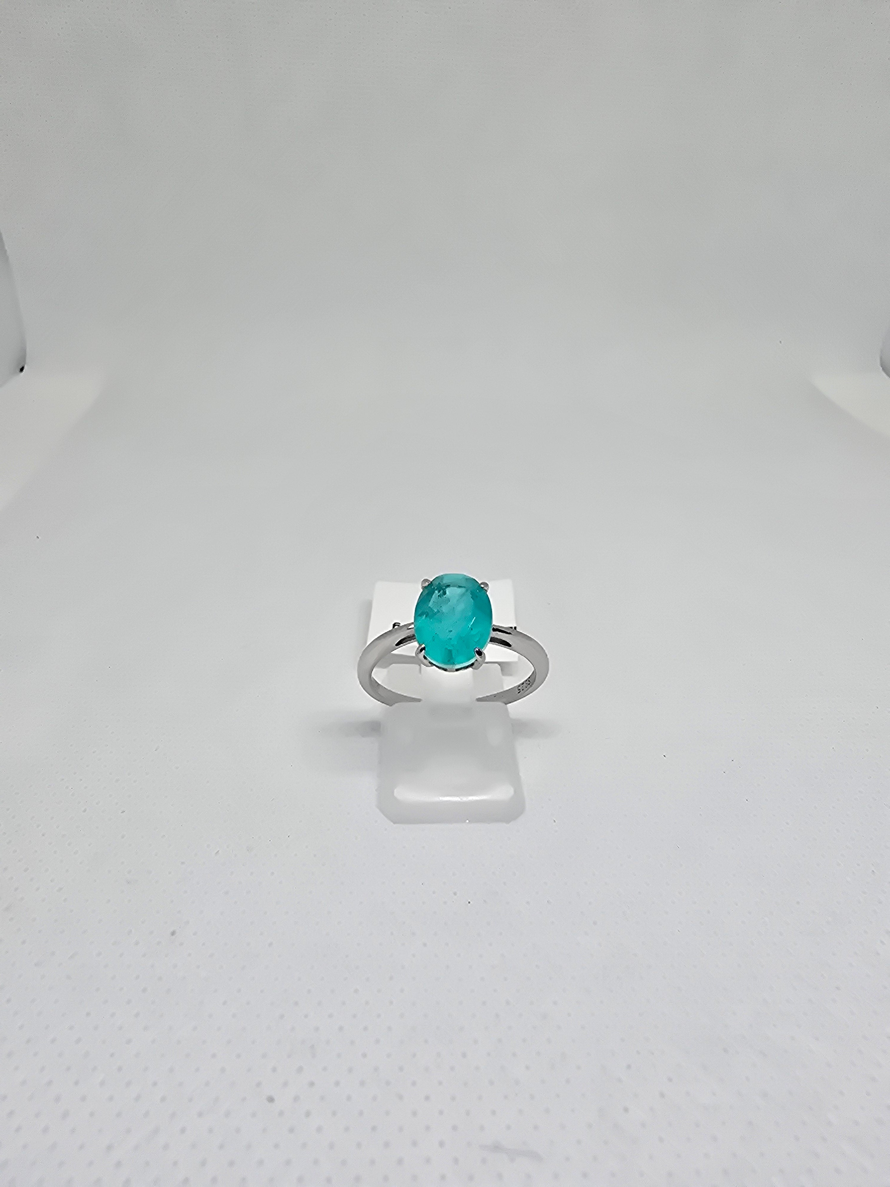 Paraiba Doublet Quartz Solitaire Ring in S925 Silver