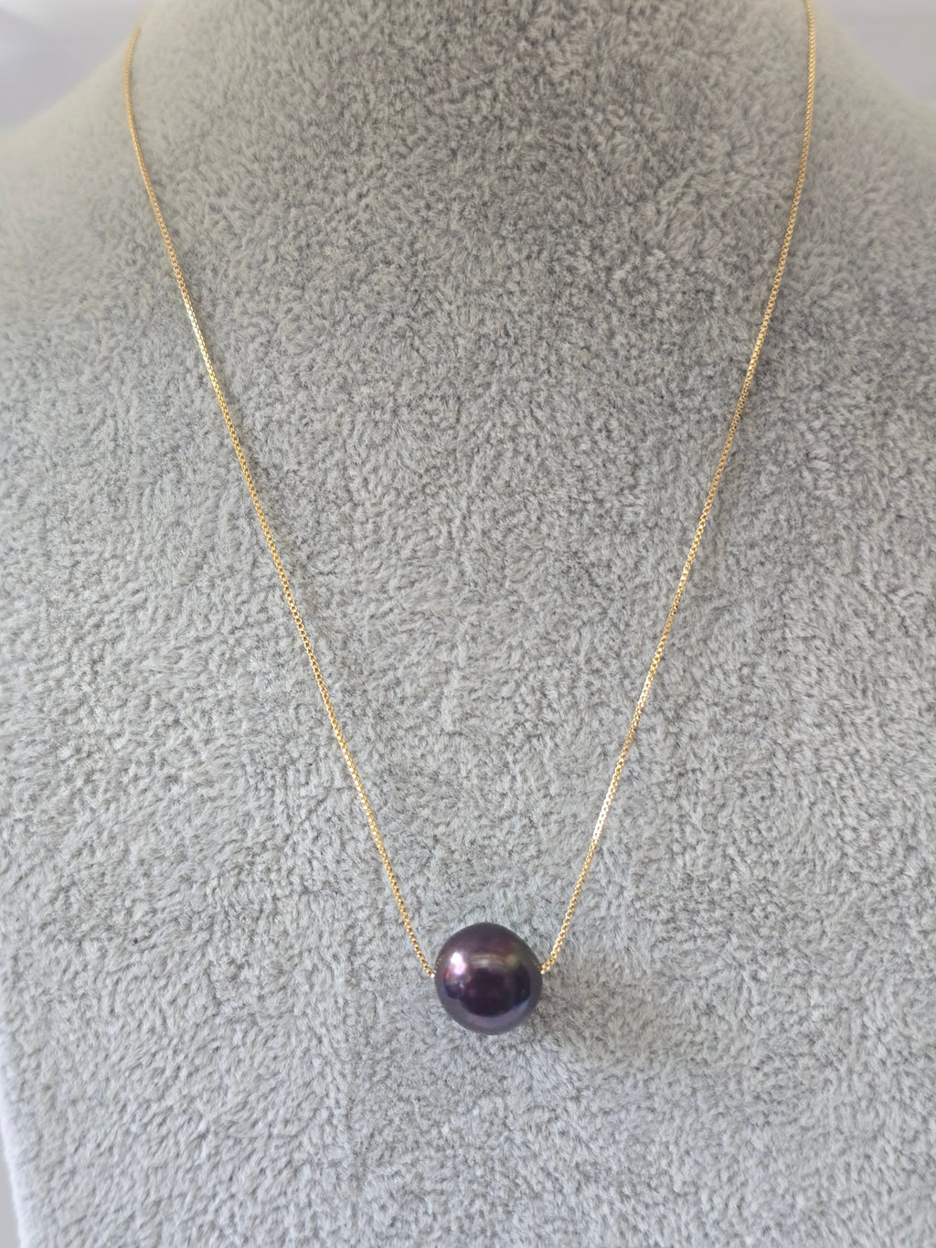 Dark Edison Pearl Floating Necklace | S925 Bolo Box Chain