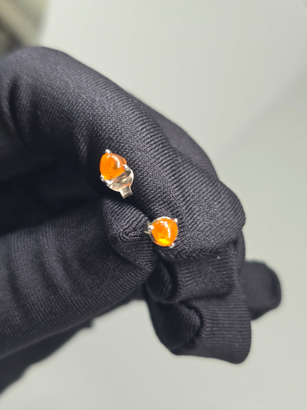 Orange Opal Stud Earrings – S925 Sterling Silver