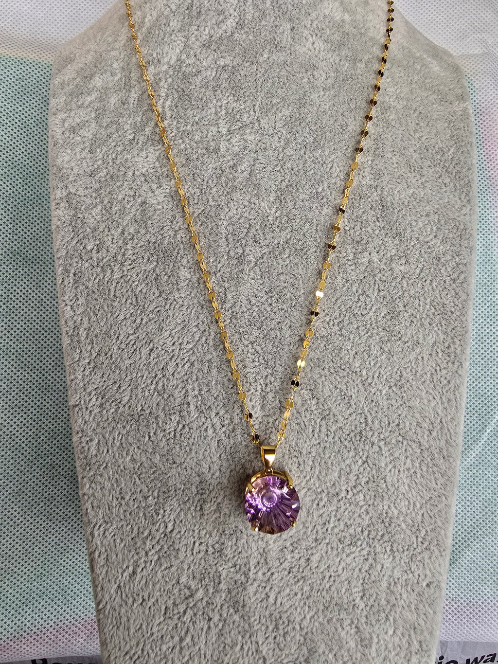 Ametrine Pendant Necklace | S925 Yellow Gold Plated | 18 Inch
