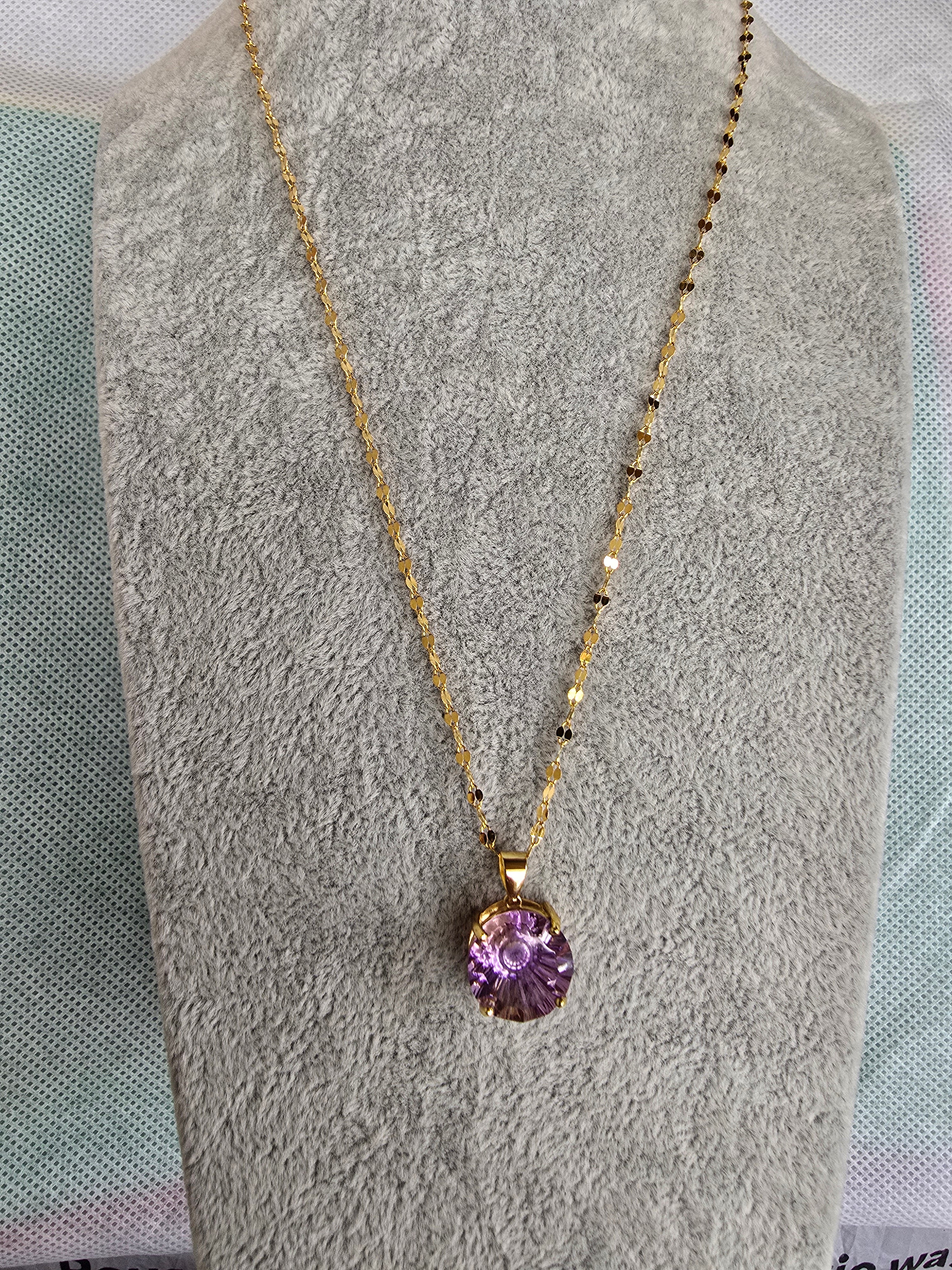 Ametrine Pendant Necklace | S925 Yellow Gold Plated | 18 Inch