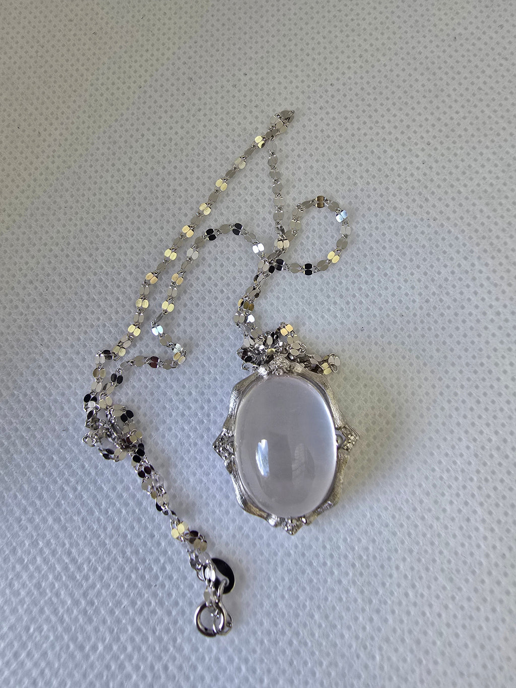 Rose Quartz Oval Cabochon Pendant Necklace | 925 Silver | 18 Inch Chain