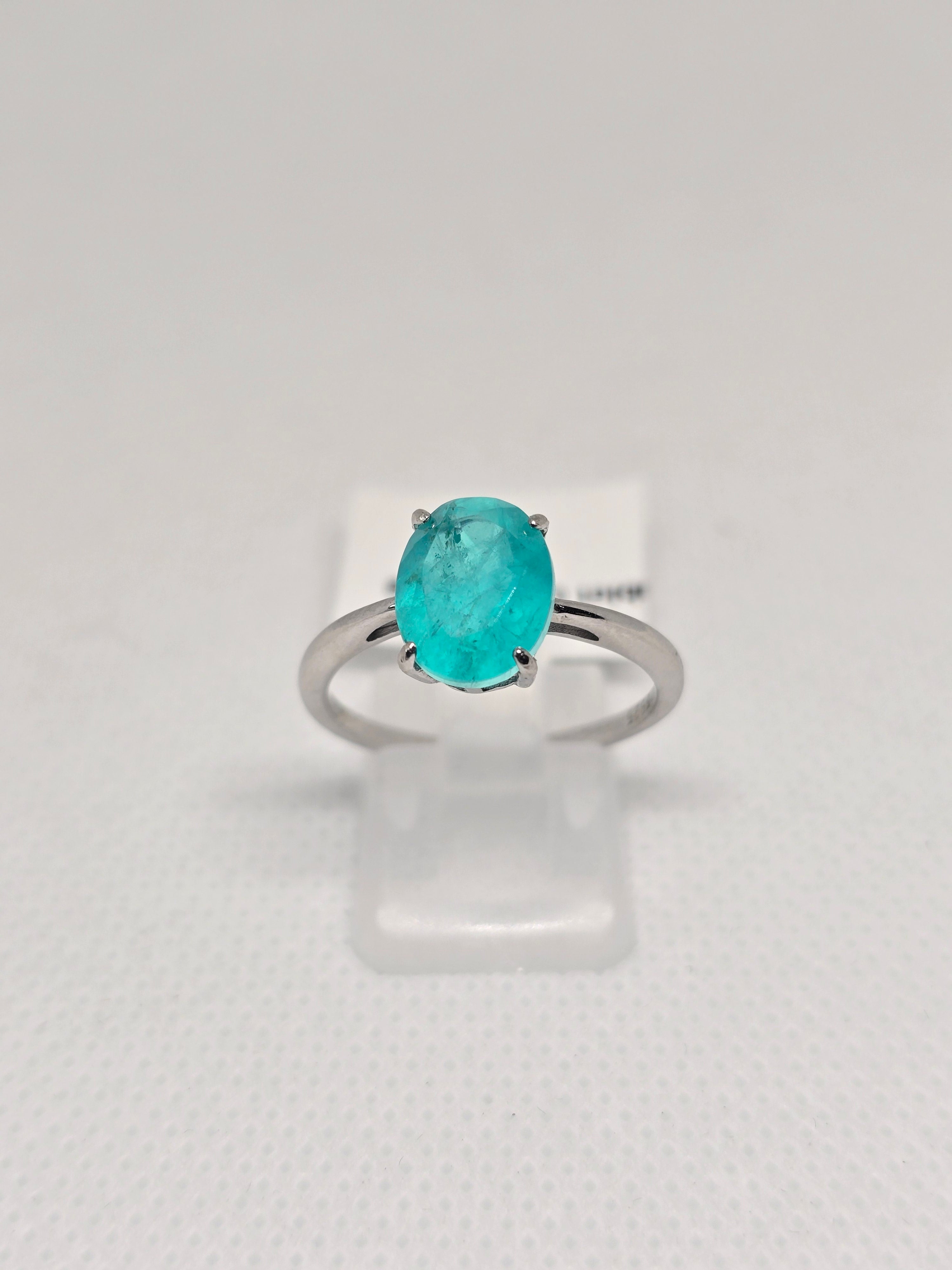 Paraiba Doublet Quartz Solitaire Ring in S925 Silver