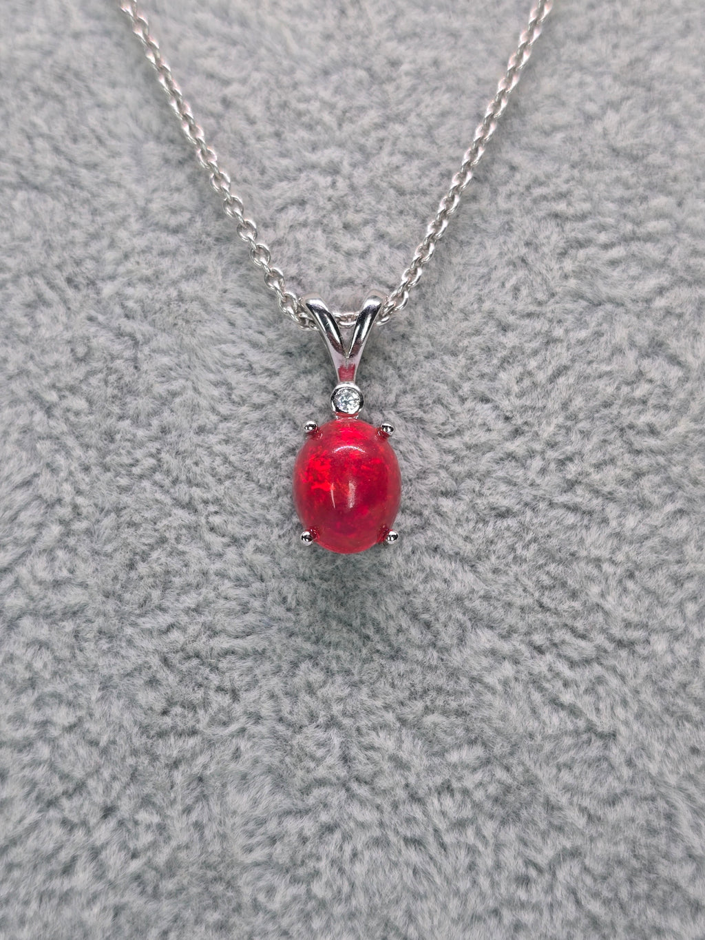 Natural Red Opal Pendant — S925 Sterling Silver