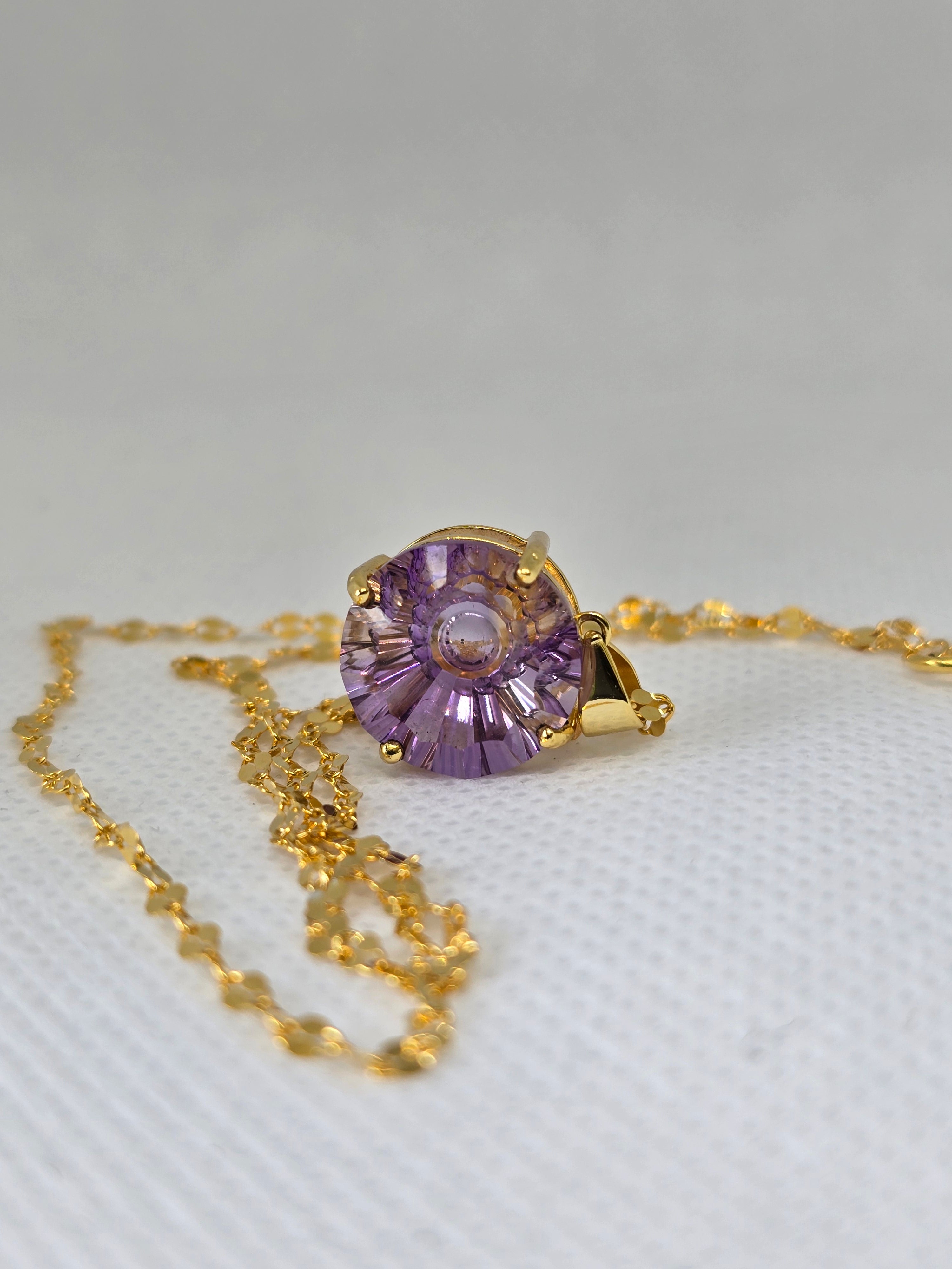 Ametrine Pendant Necklace | S925 Yellow Gold Plated | 18 Inch
