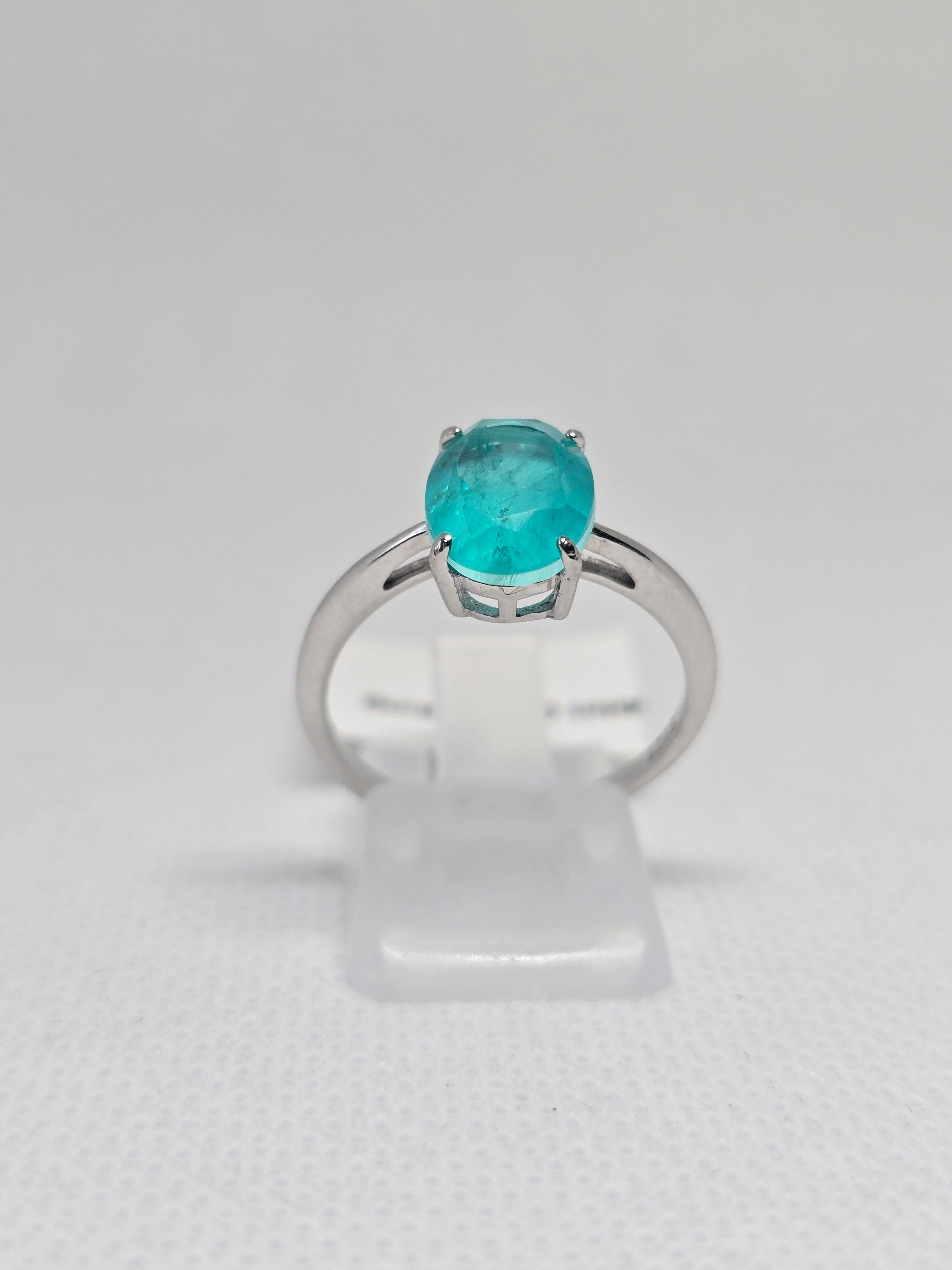 Paraiba Doublet Quartz Solitaire Ring in S925 Silver