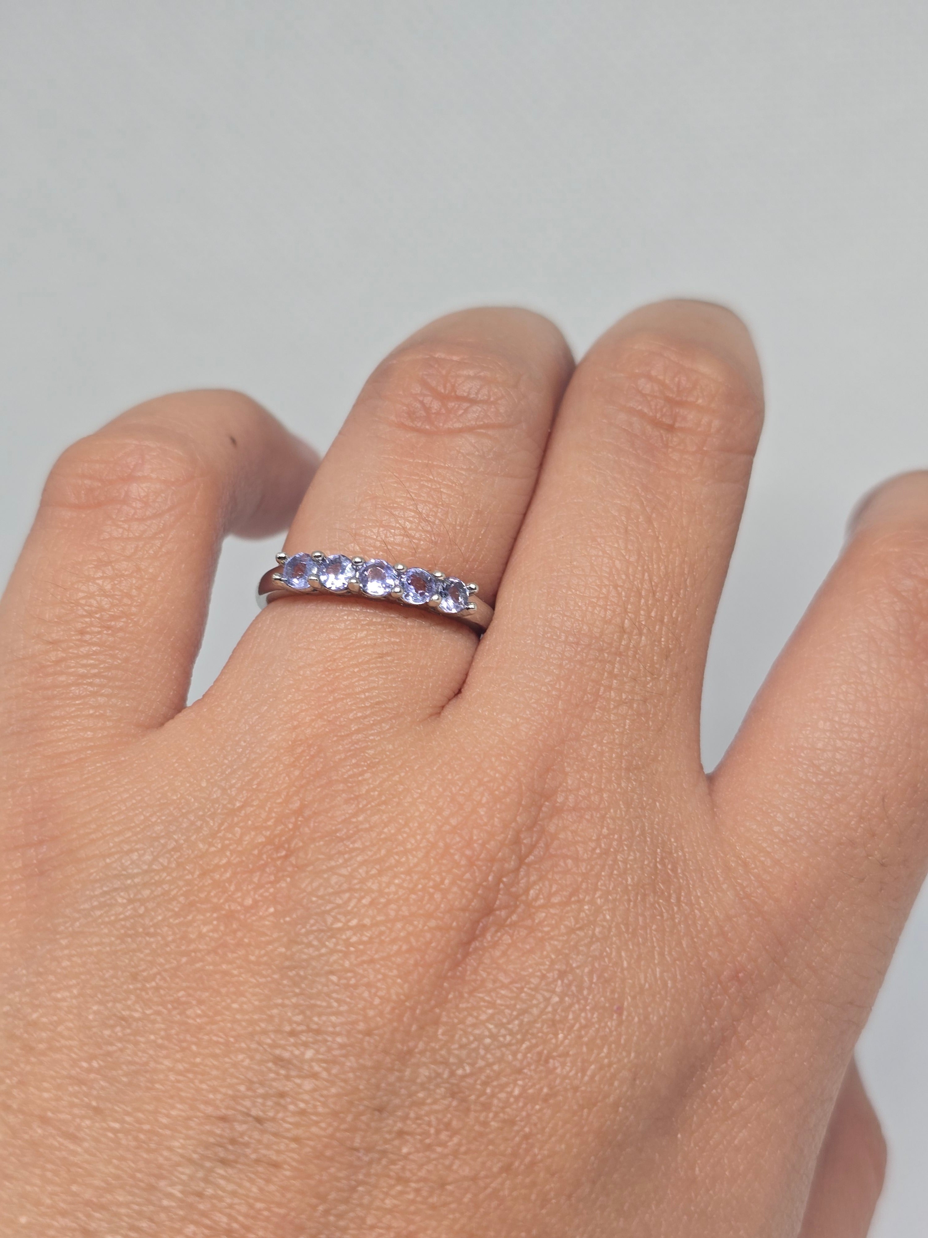 Tanzanite Five-Stone Eternity Band Ring in S925 Silver