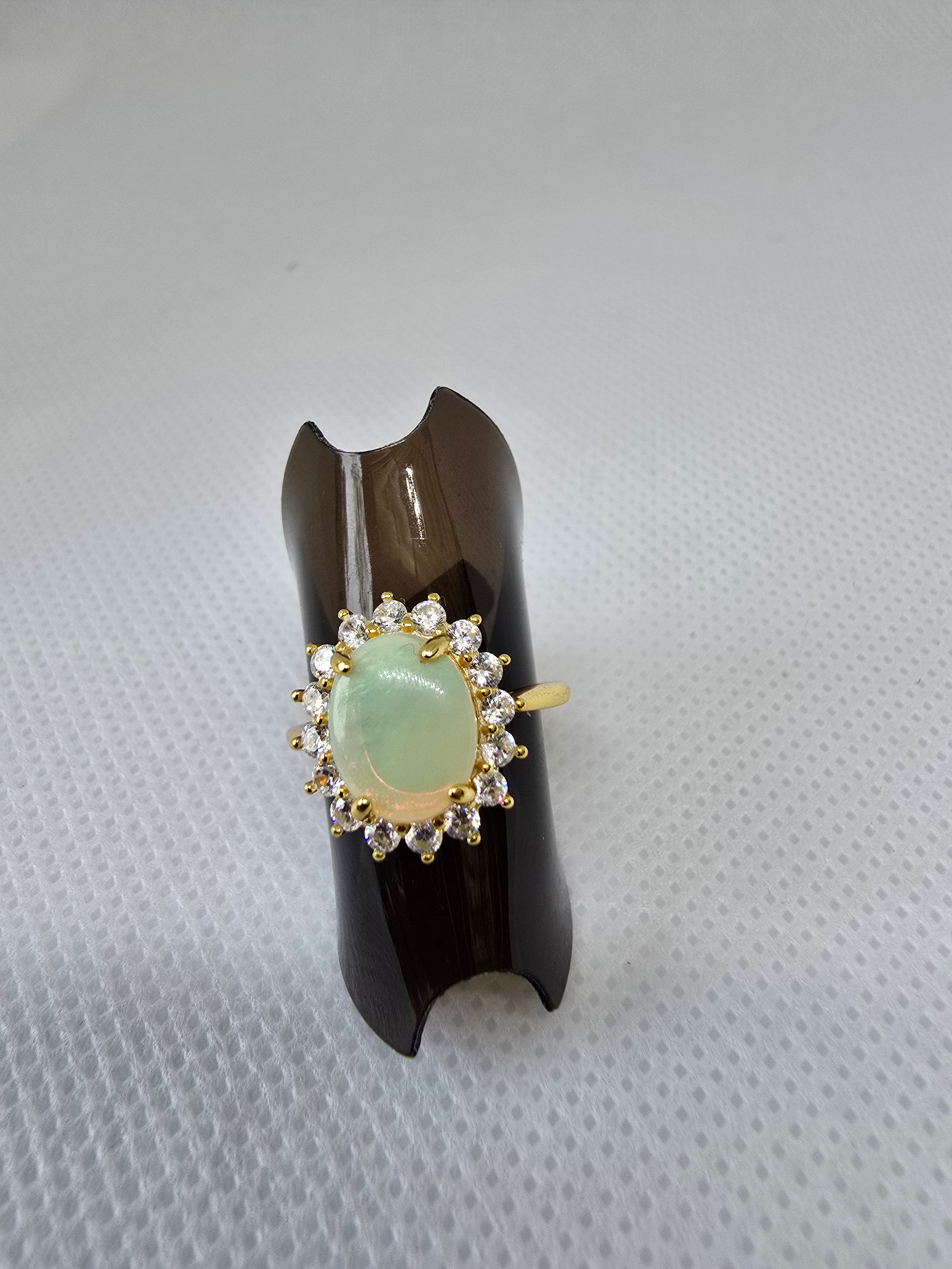 Natural Australian Opal Ring S925 Gold Plated