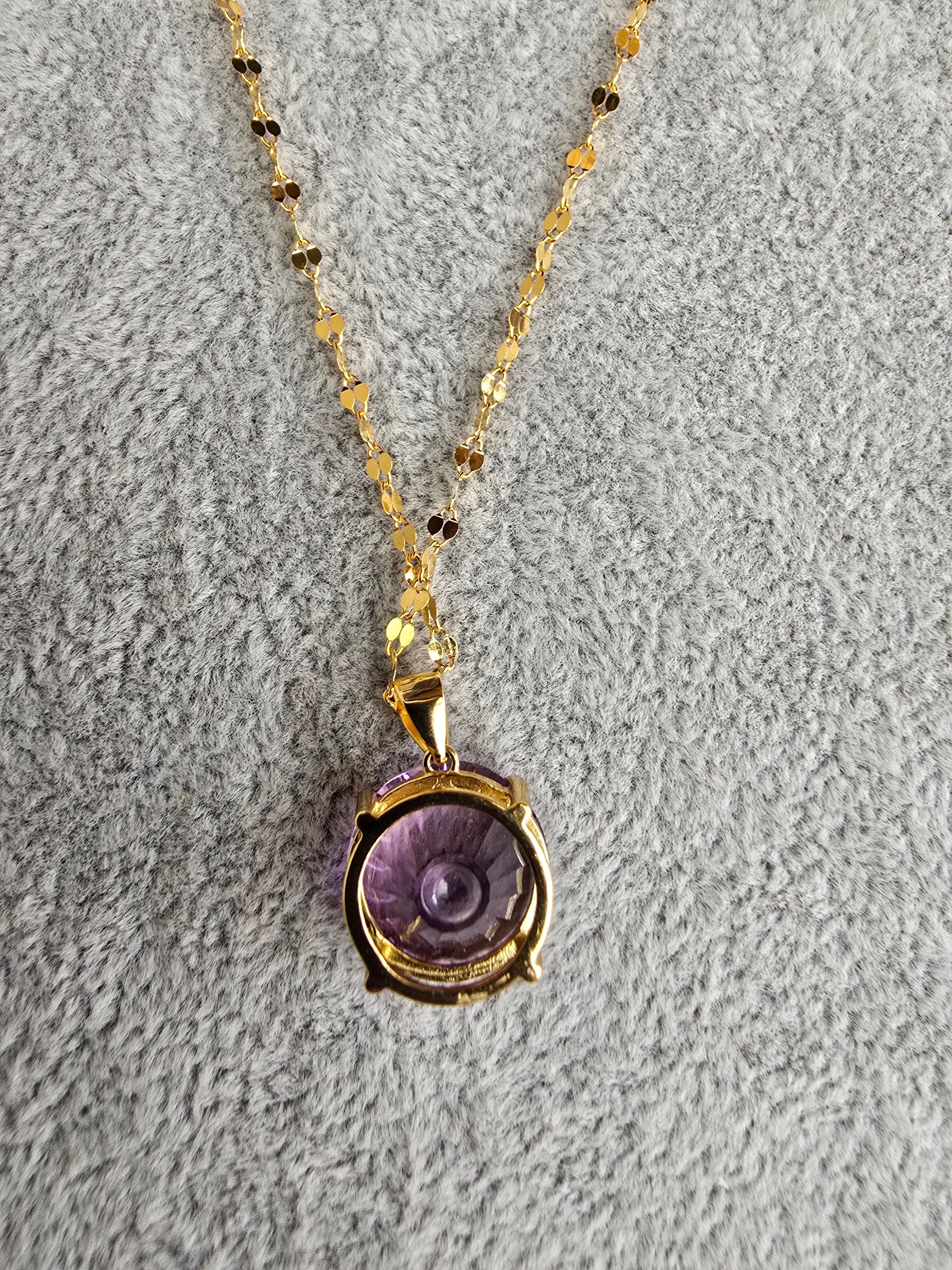 Ametrine Pendant Necklace | S925 Yellow Gold Plated | 18 Inch