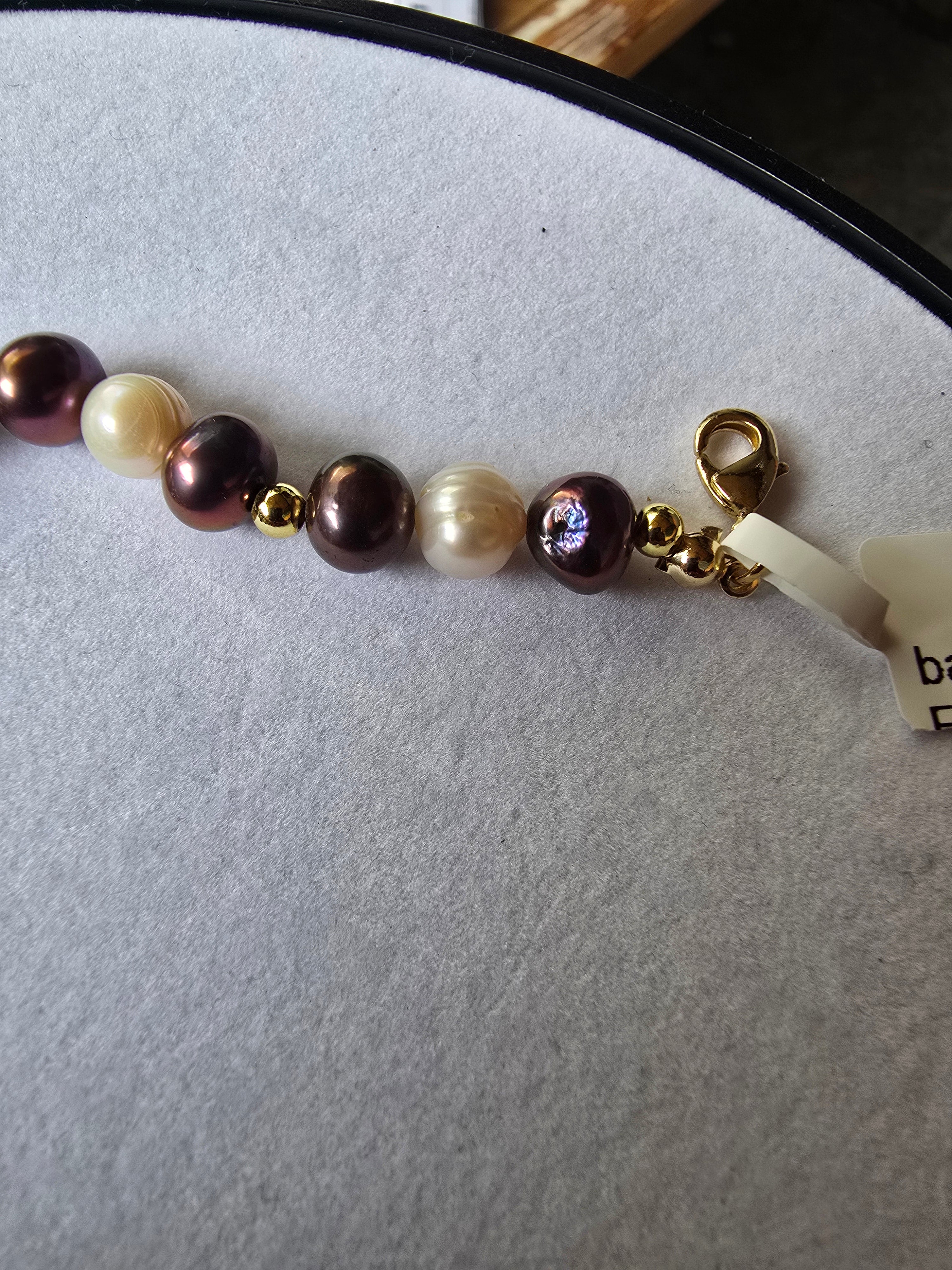 Real Purple & White Baroque Freshwater Pearl Bracelet  | 7–9 Inch