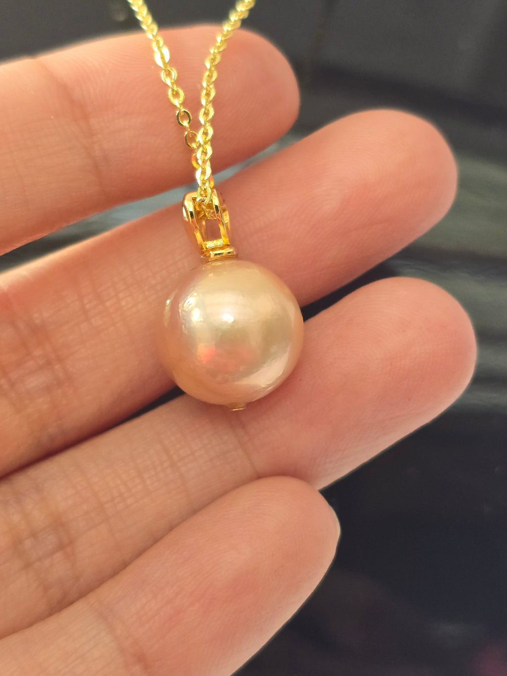 Edison Blush Pink Pearl Floating Necklace | S925 Bolo Box Chain